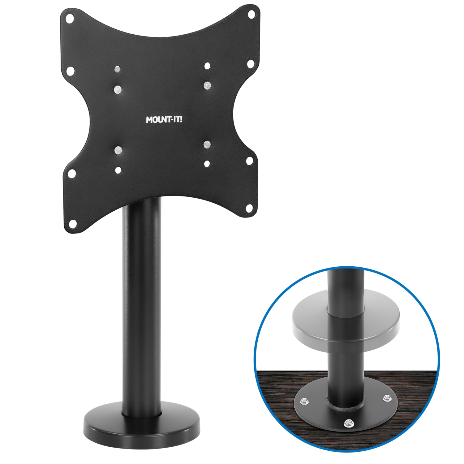 Mount-It! MI-855 Bolt-Down Tabletop TV Stand, 17-3/4inH x 8-5/8inW x 13/16inD, Black - Image 3