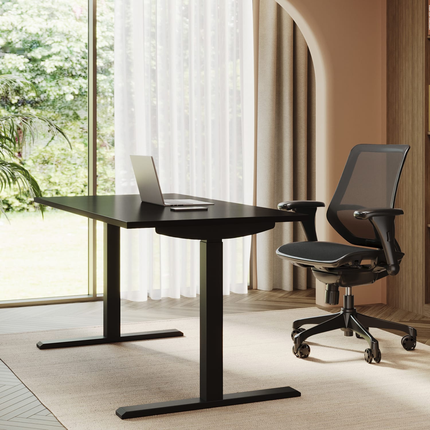 Realspace® Magellan 60W Pneumatic Height Adjustable Standing Desk Gray PopularChairscom