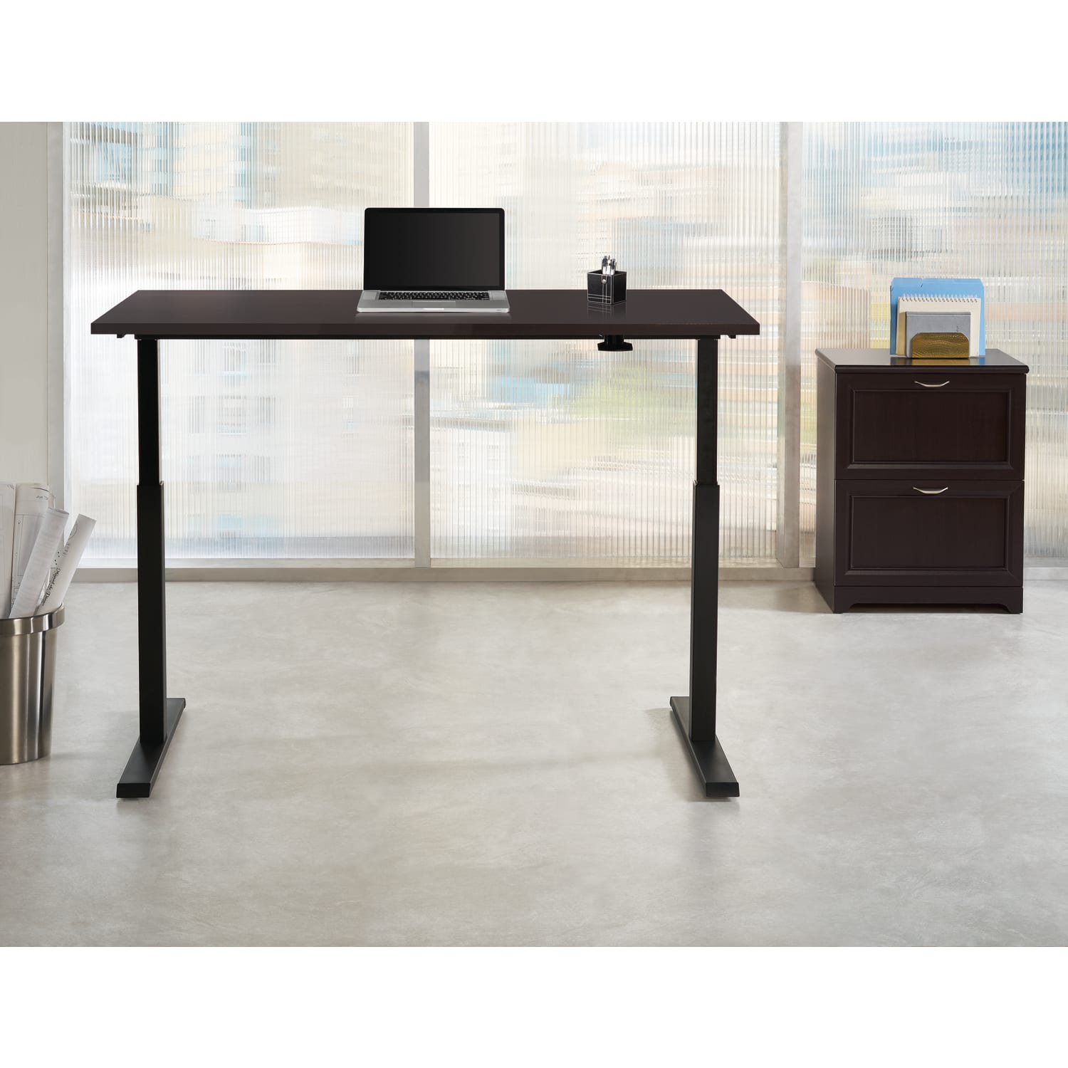 Realspace® Magellan 60W Pneumatic HeightAdjustable Standing Desk Gray PopularChairscom Realspace® Magellan 60W Pneumatic Height Adjustable Standing Desk Gray PopularChairscom