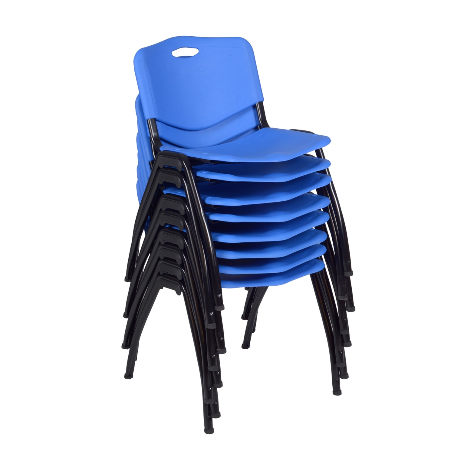 Regency M Breakroom Stacking Chairs, Chrome/Blue, Pack Of 8 Chairs
