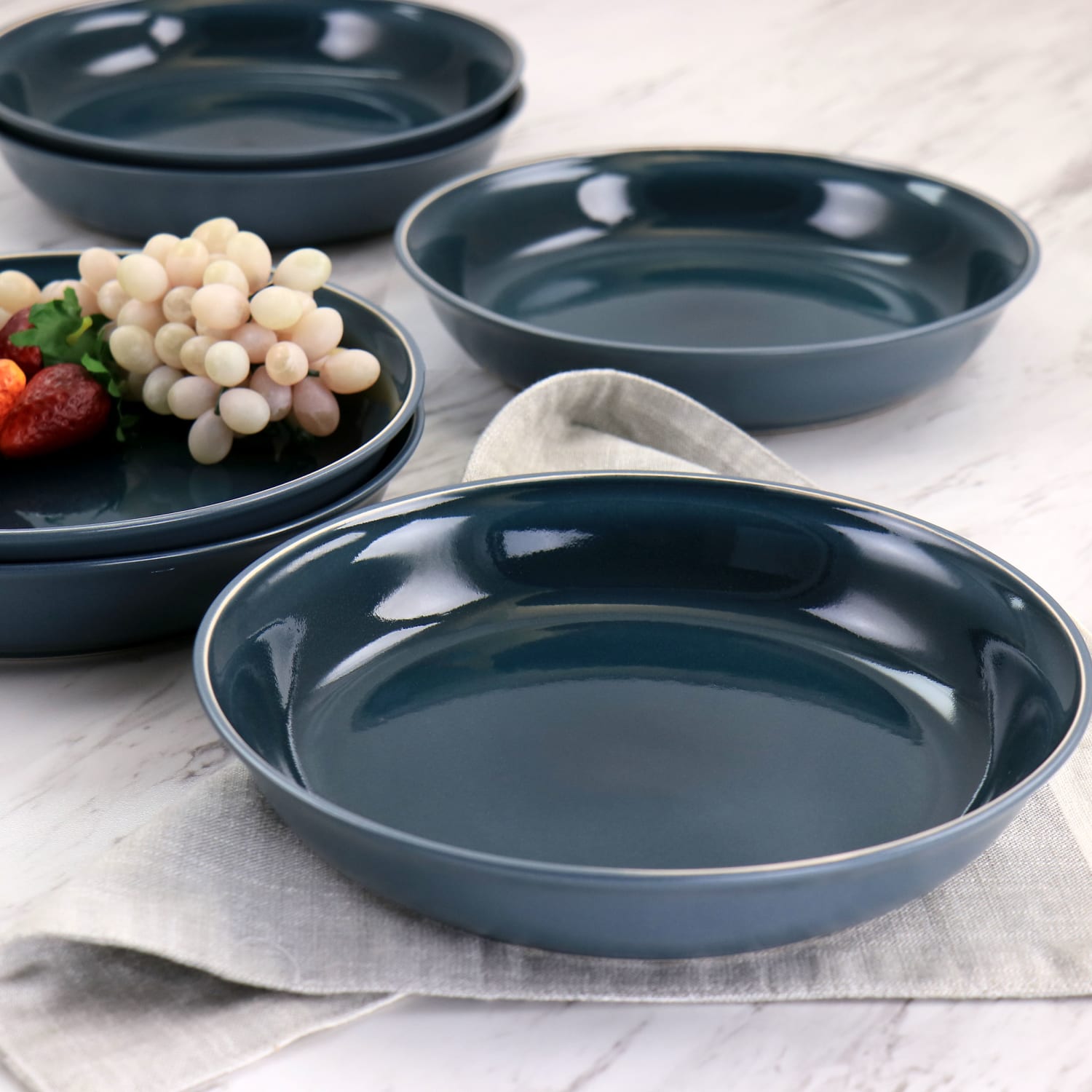 Martha Stewart Speckle-Glazed 6-Piece Dinner Bowl Set, 9-5/16in, Blue - Image 5