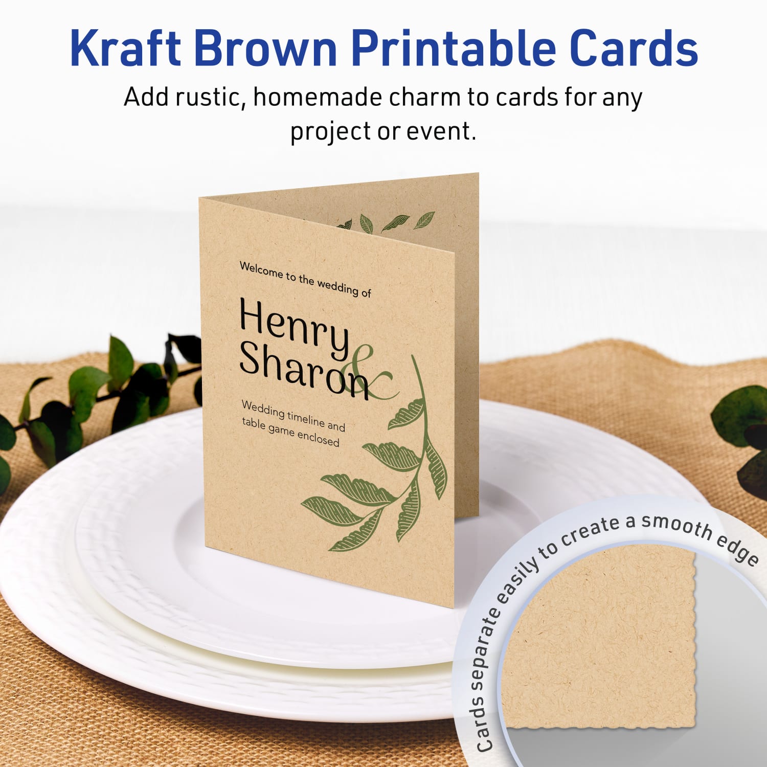 Avery Printable Note Cards, 4-1/4in x 5-1/2in Rectangle, Kraft Brown, Pack Of 100 - Image 3