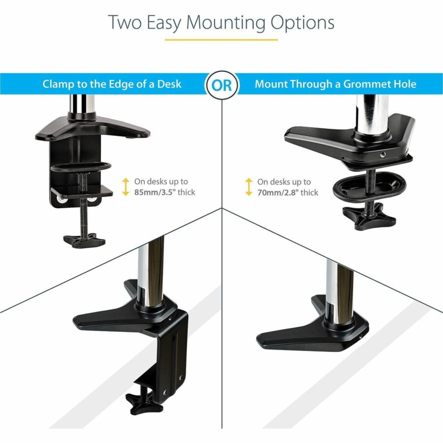 StarTech.com Desk Mount Monitor Arm for Single VESA Display 32in , 8kg/17.6lb, Full Motion Articulating & Adjustable,  - ARMPIVOTE2 - Image 6