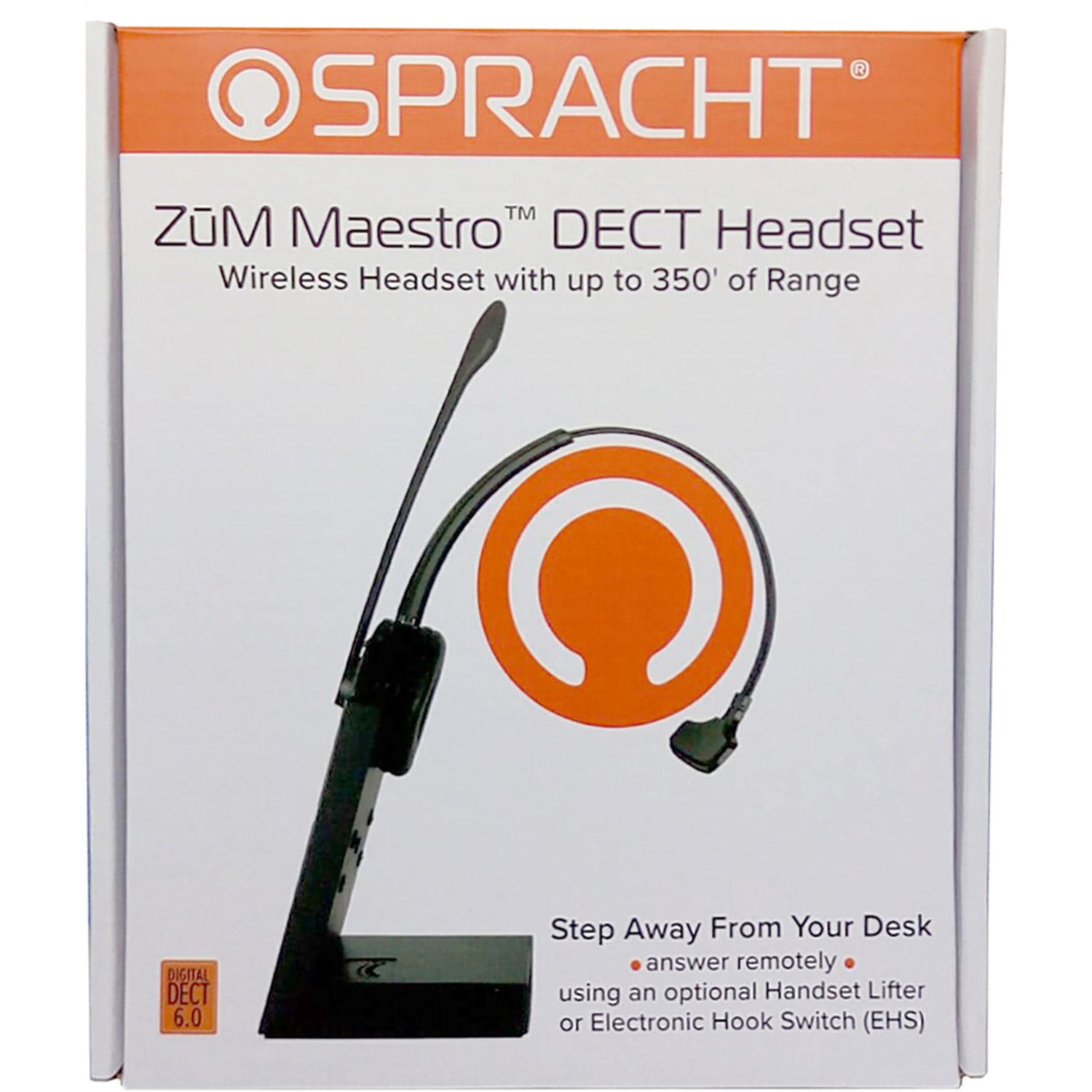 Spracht ZUM Maestro DECT Headset - Mono - Wireless - DECT 6.0 - 350 ft - 32 Ohm - 300 Hz to 3.40 kHz - HS2018 - Image 6