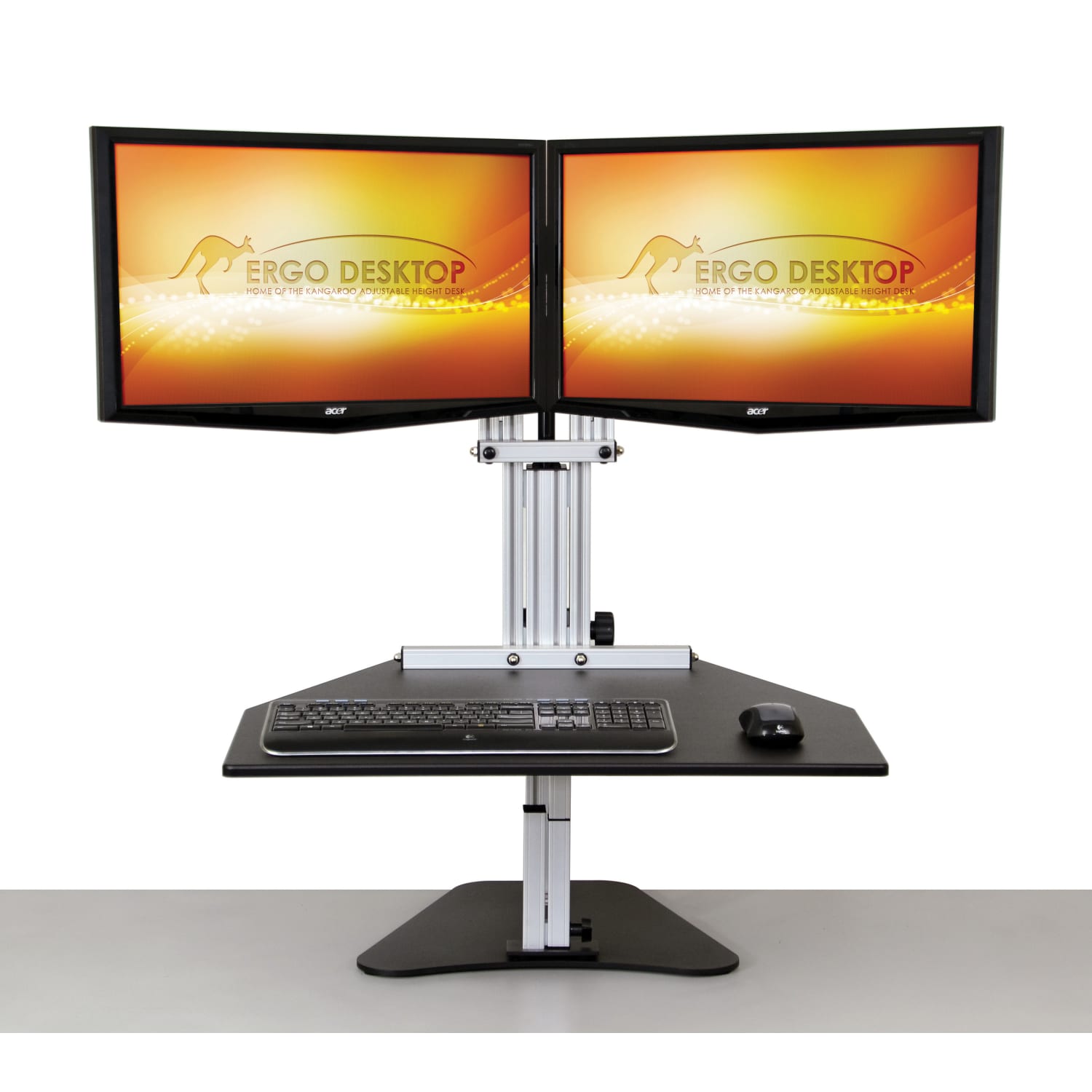 Ergo Desktop Kangaroo Elite Height-Adjustable Dual-Monitor Desk, Black - Image 5