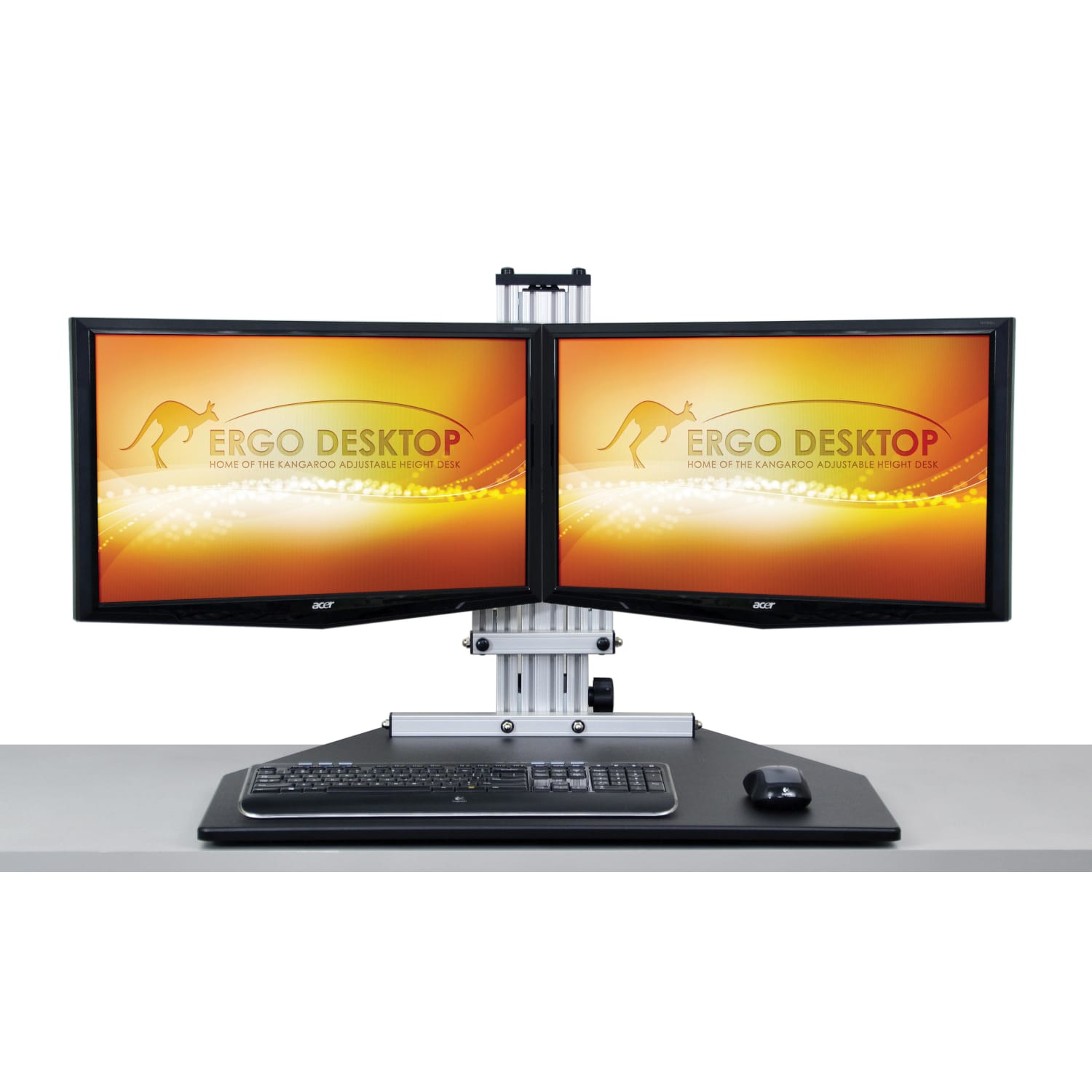 Ergo Desktop Kangaroo Elite Height-Adjustable Dual-Monitor Desk, Black - Image 6