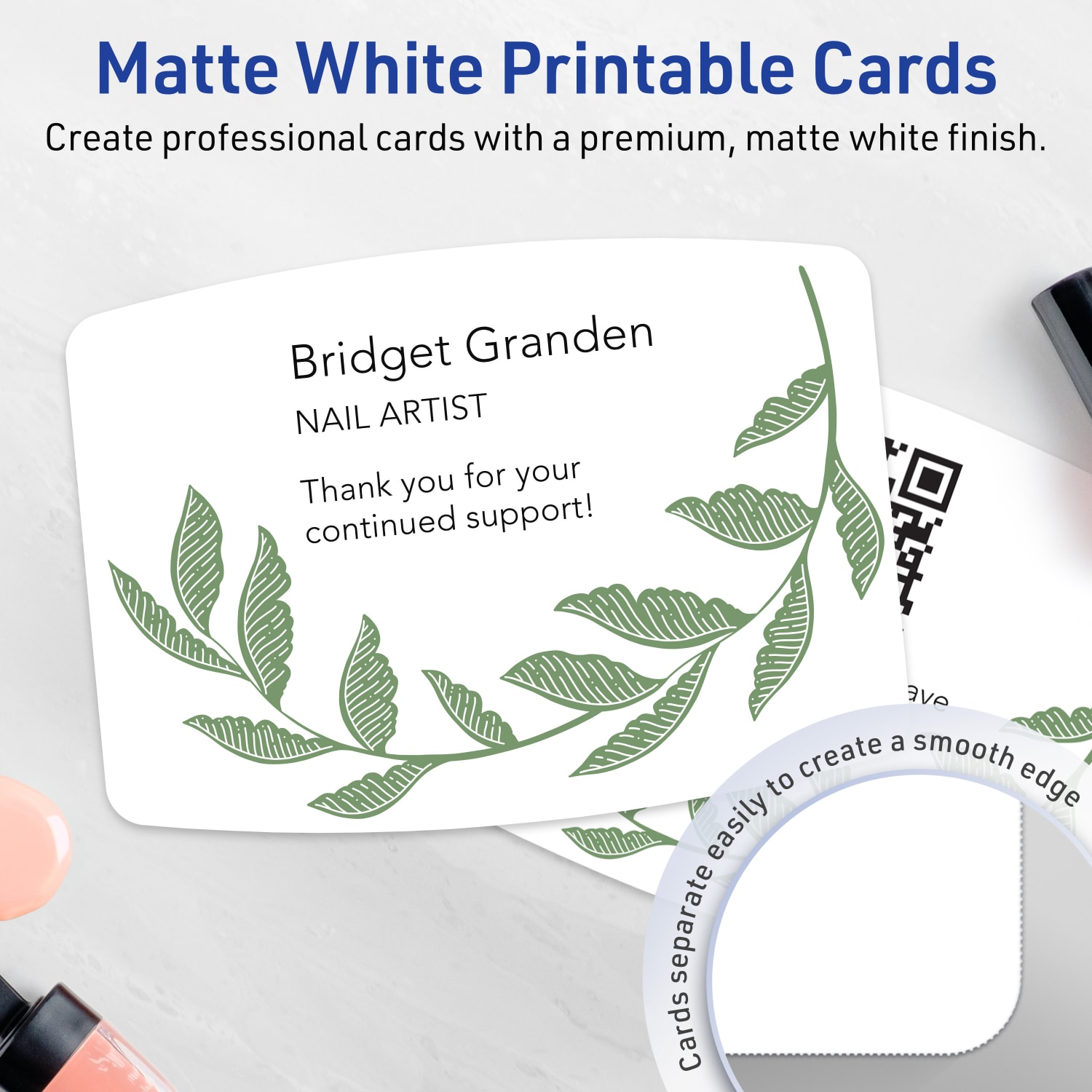 Avery Printable Flat Cards With Sure Feed Technology, 5inx7in Arched Rectangle, Matte White, Pack Of 50 - Image 4