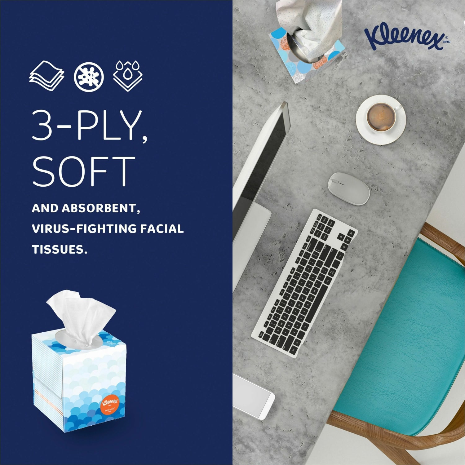 Kleenex Anti-Viral 3-Ply Facial Tissue, White, 68 Sheets Per Box, Carton Of 12 - Image 5