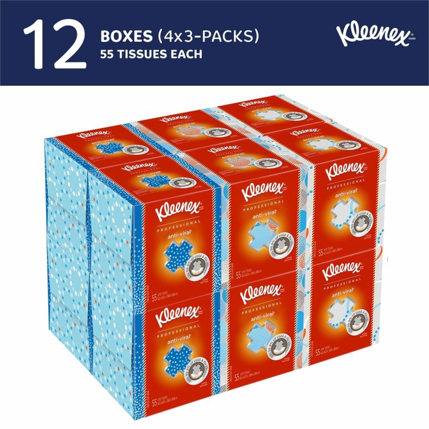Kleenex Anti-Viral 3-Ply Facial Tissue, White, 68 Sheets Per Box, Carton Of 12 - Image 6