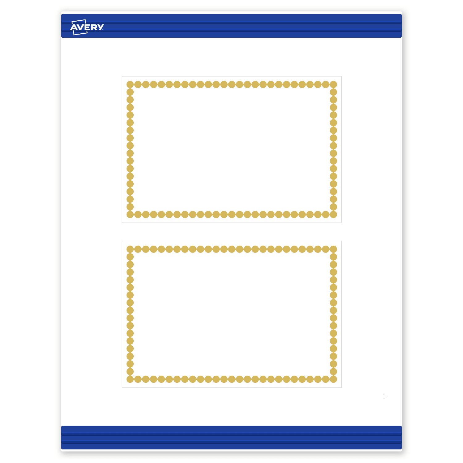 Avery Printable Postcards With Sure Feed Technology, 4in x 6in, Matte White With Preprinted Gold Bead Design, Pack Of 20