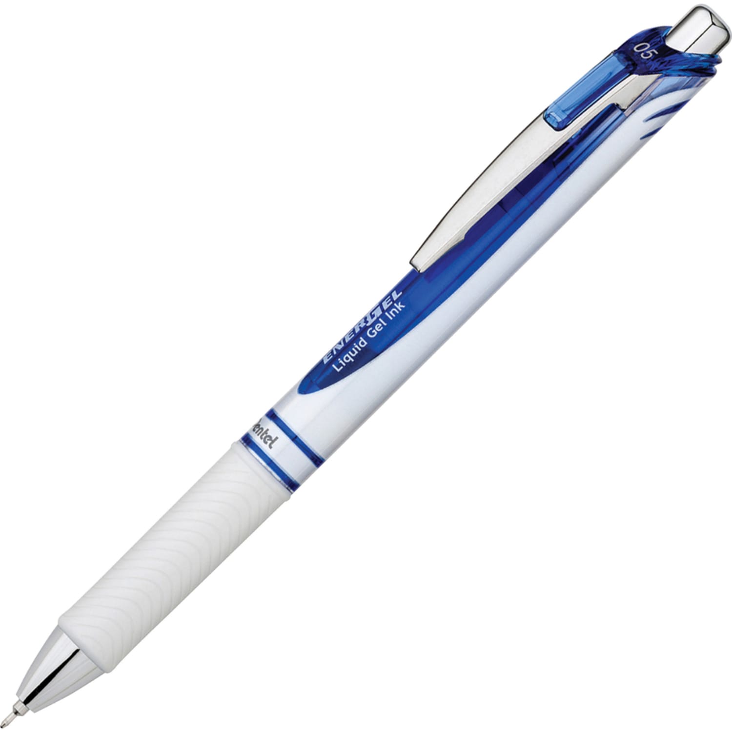 Pentel EnerGel Pearl Liquid Gel Pens, Pack Of 12, Fine Point, 0.5 mm, Pearl White/Silver Barrel, Blue Ink - Image 3