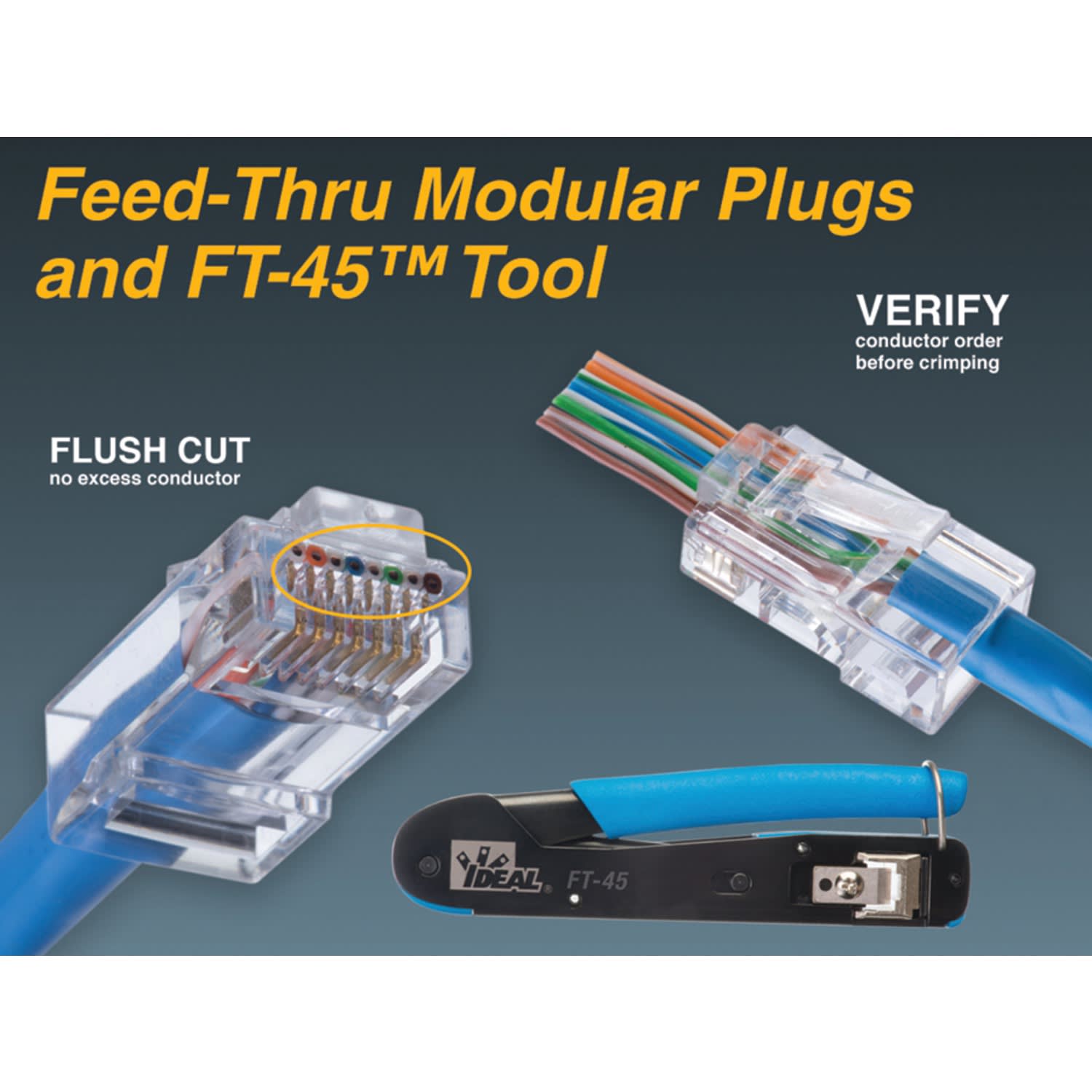 IDEAL FT-45 Feed-Thru Mod Plug Crimp Tool - Image 5