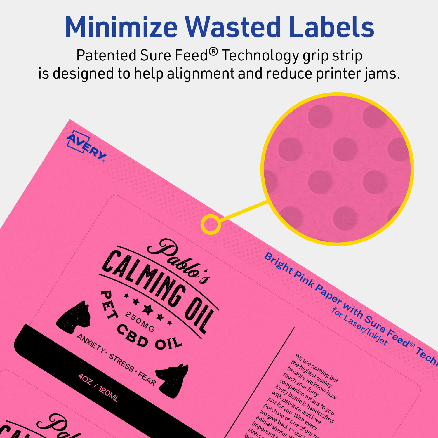 Avery Print-To-The-Edge Labels With Sure Feed Technology, 94249-BPP40, Rectangle, 3in x 6in, Matte Bright Pink, Pack of 120 - Image 5