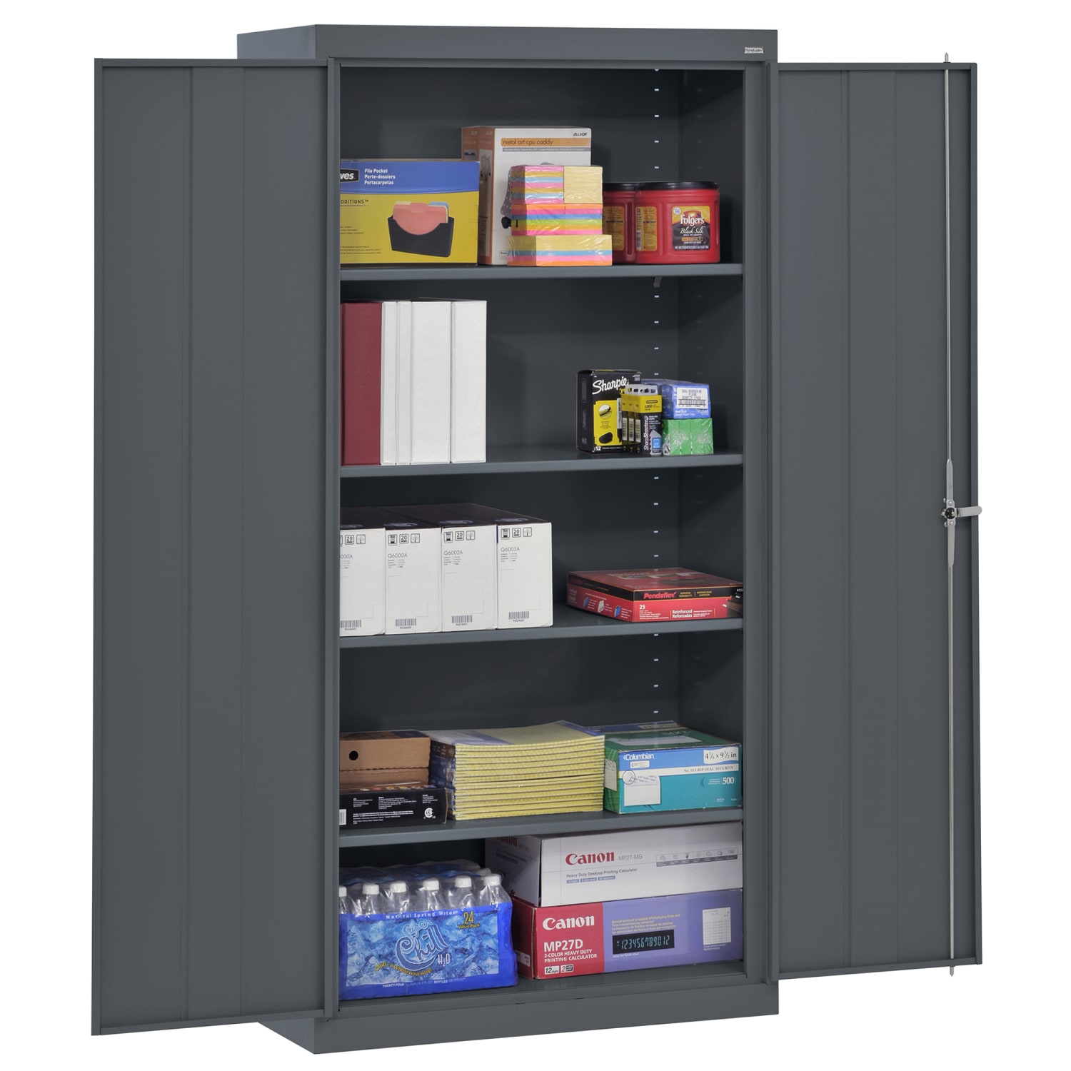 Sandusky Classic Series Medium-Duty Assembled Storage Cabinet, 72inH x 36inW x 24inD, Charcoal - Image 6