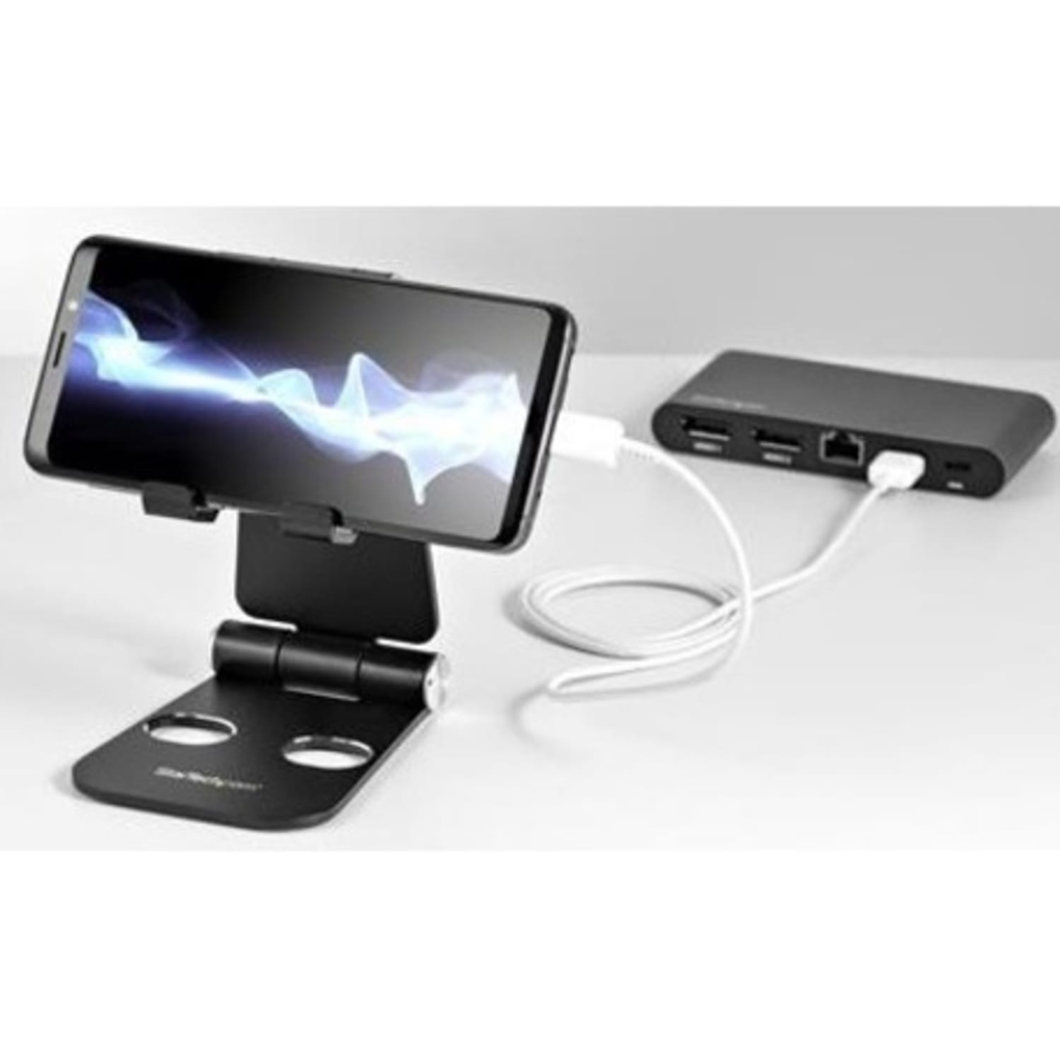StarTech.com Phone and Tablet Stand - Adjustable Smartphone and Tablet Stand - Multi Angle - Foldable -Aluminum - Black (USPTLSTNDB) - Image 6