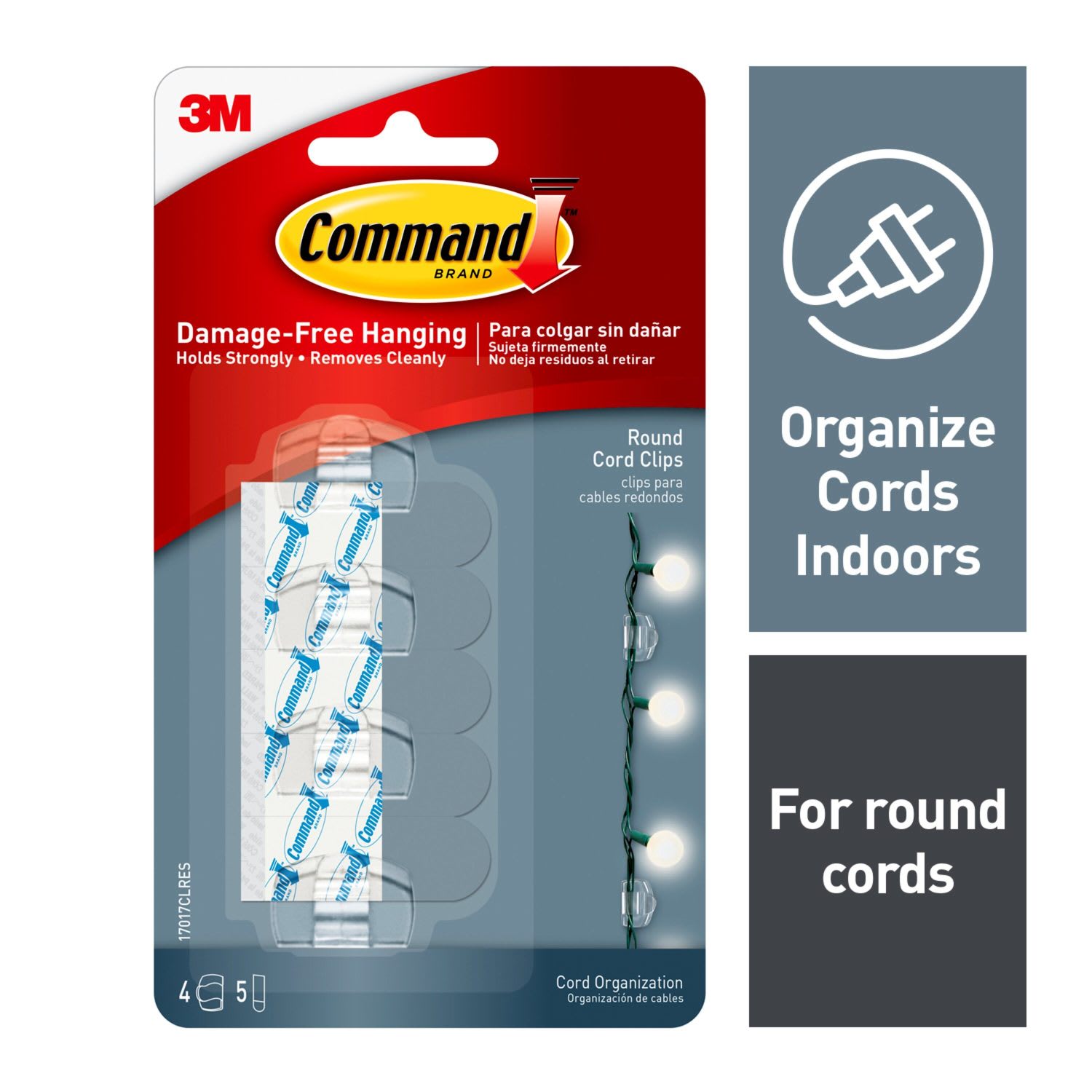 Command Damage-Free Cord Clips, Small, Clear, Pack Of 4 - Image 3