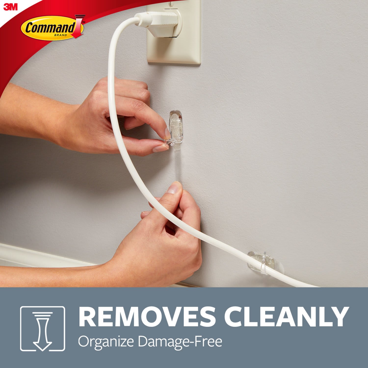 Command Damage-Free Cord Clips, Small, Clear, Pack Of 4 - Image 6