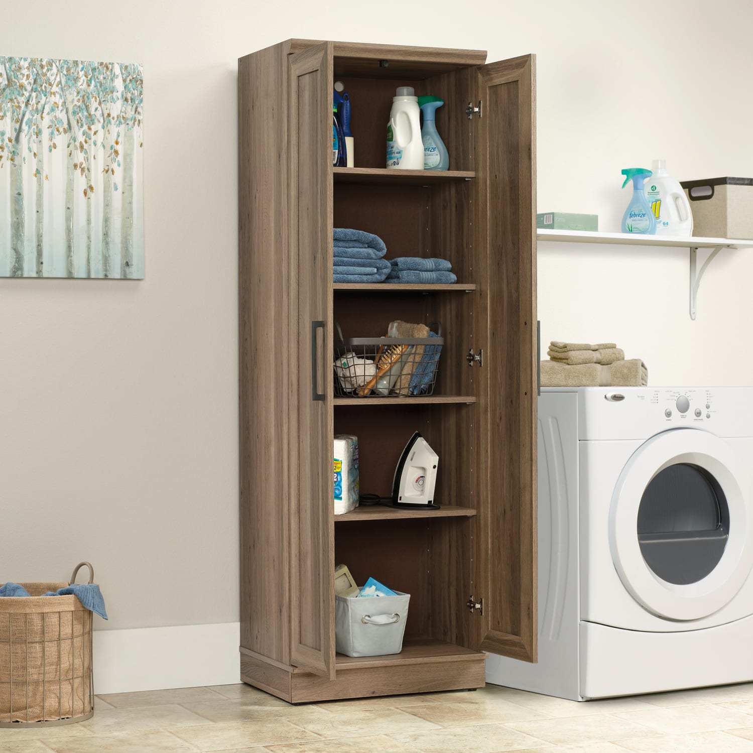 Sauder HomePlus Narrow Storage Cabinet, Salt Oak - Image 6