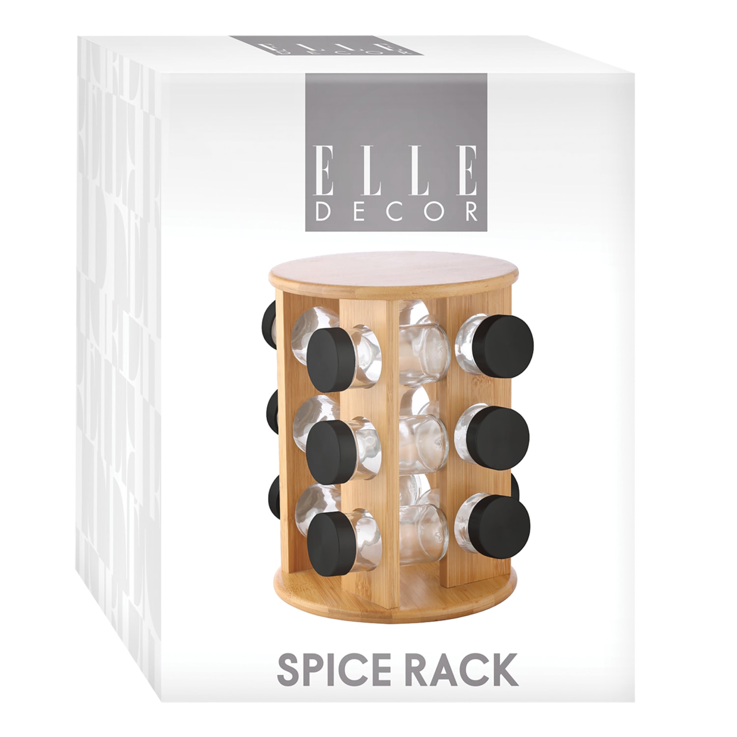 EuroHome Elle Decor 12-Jar Spice Rack Organizer, Wood - Image 3