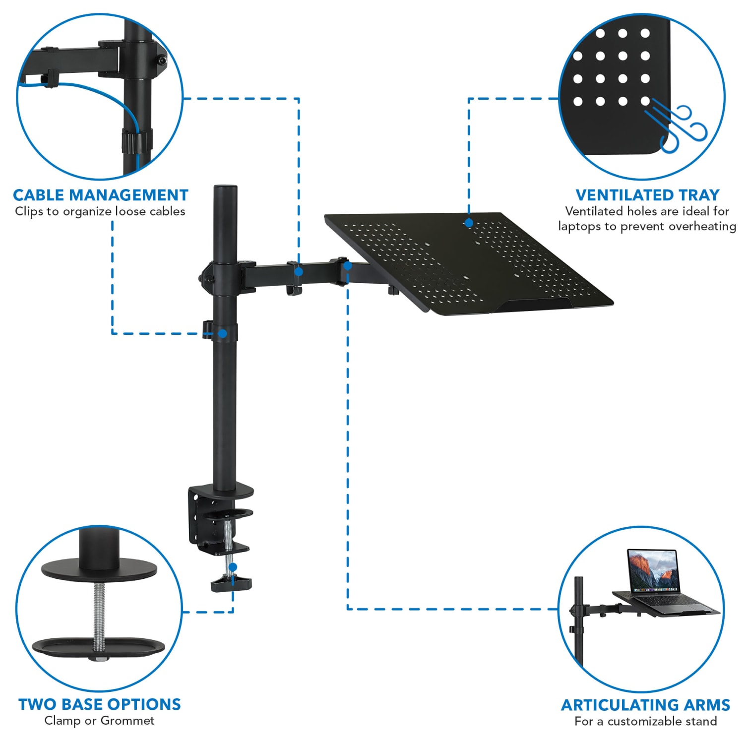 Mount-It! Laptop Notebook Desk Stand Mount, Black, MI-4352LT - Image 3