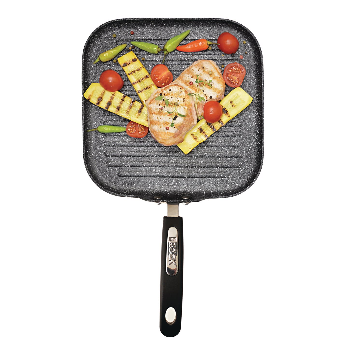 THE ROCK by Starfrit Aluminum Grill Pan With Bakelite Handles, 10in, Black - Image 4