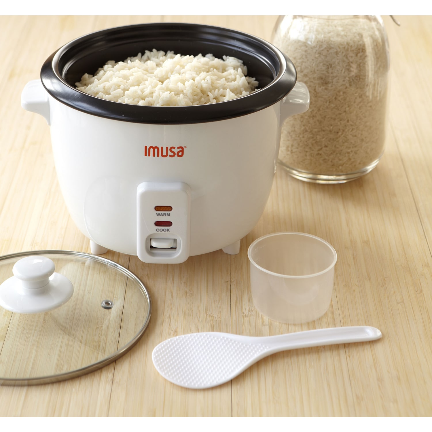 IMUSA Electric Non-Stick 3-Cup Rice Cooker, 7-1/2inH x 8-11/16inW x 8-11/16inD, White - Image 6