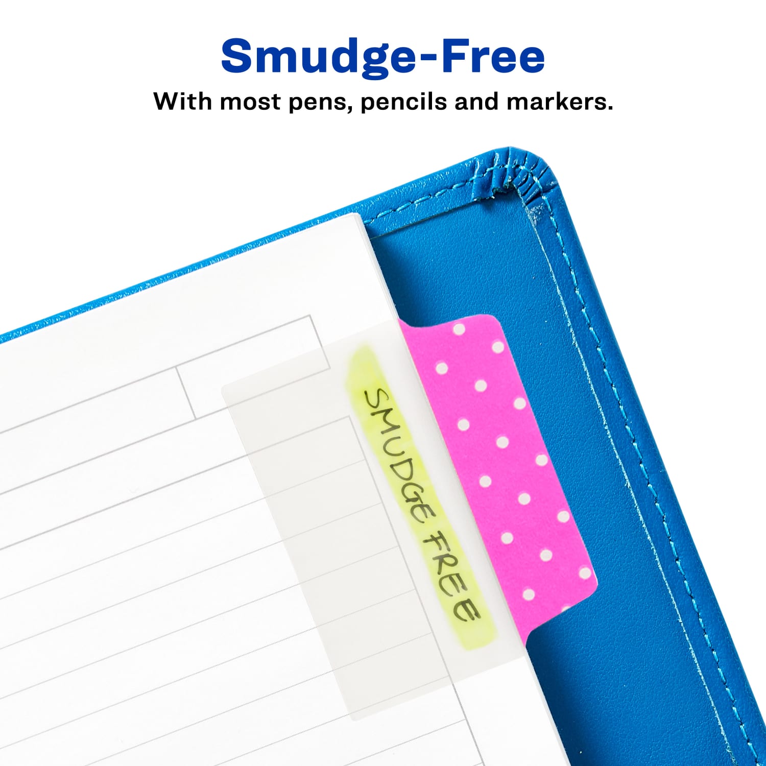Avery Multiuse Ultra Tabs, 2-Side Writable, 2in x 1.5in, Pink/Blue/Purple, Pastel Dots, Pack Of 24 Repositionable Tabs - Image 5
