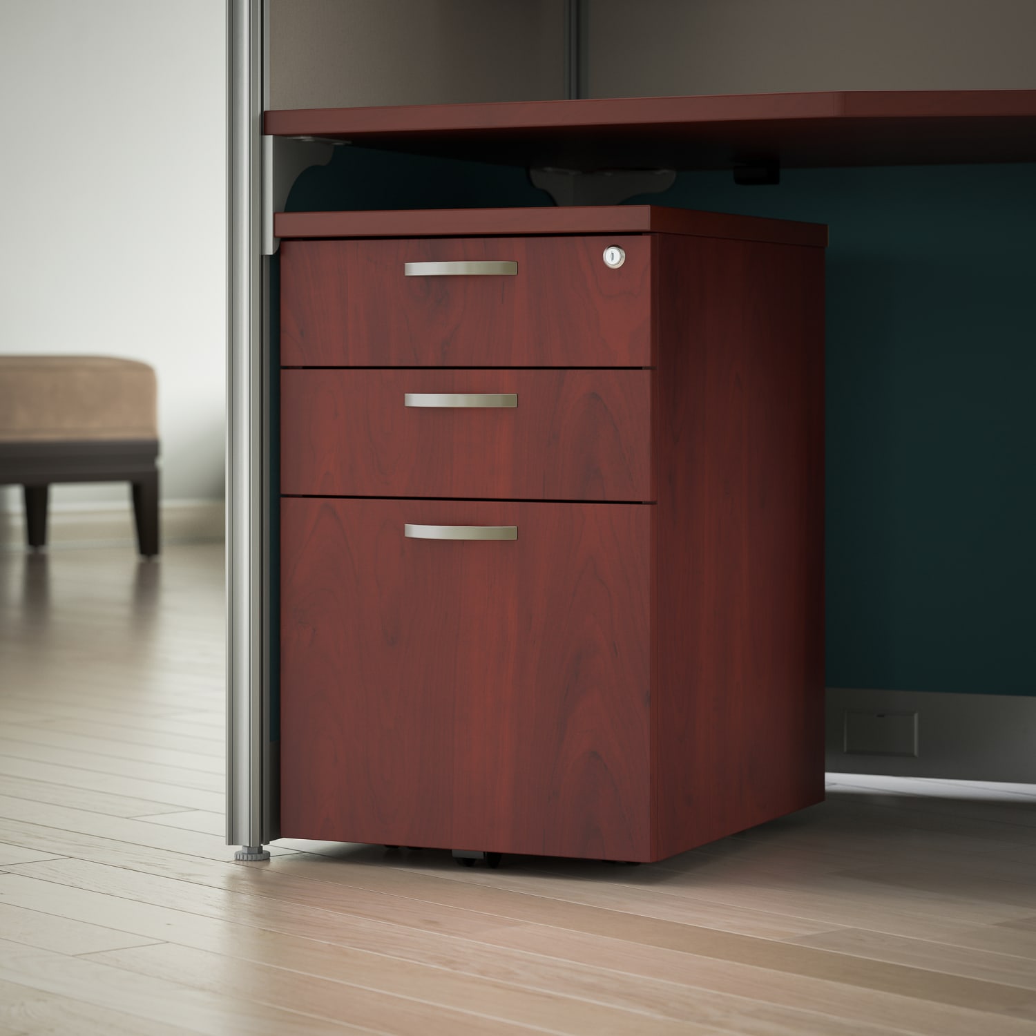 Bush Business Furniture Office In An Hour 16inD Vertical 3-Drawer Mobile File Cabinet, Hansen Cherry, Delivery - Image 3