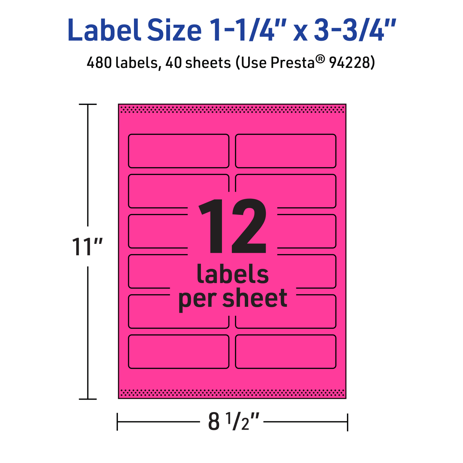 Avery Print-To-The-Edge Labels With Sure Feed Technology And Easy Peel, 94228-NMP40, Rectangle, 1-1/4in x 3-3/4in, Matte Neon Magenta, Pack of 480 - Image 6