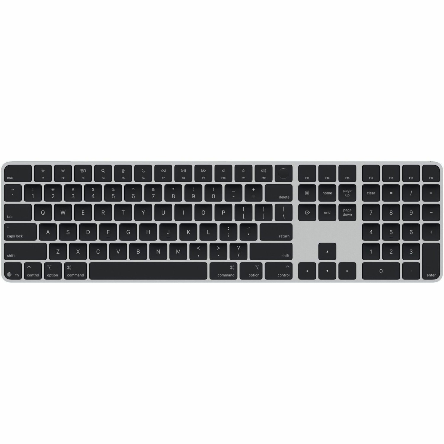 Apple Magic Keyboard - Wired/Wireless Connectivity - Bluetooth - USB Type C Interface - Multimedia Hot Key(s) - macOS 15.1 - English (US), MXK83LLA