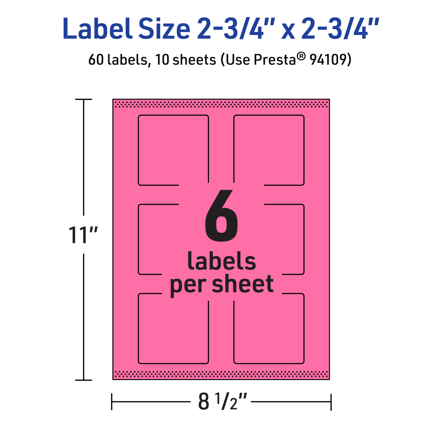 Avery Print-To-The-Edge Labels With Sure Feed Technology And Easy Peel, 94109-BPP10, Square, 2-3/4in x 2-3/4in, Matte Bright Pink, Pack of 60 - Image 6