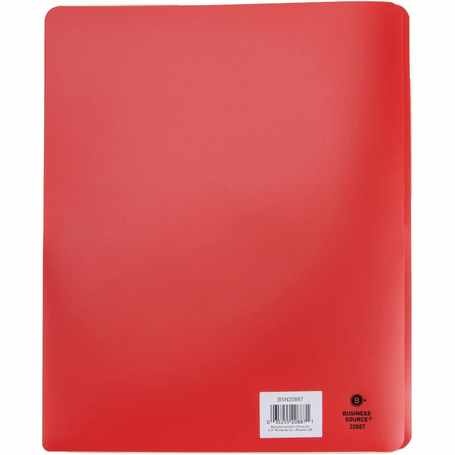 Business Source 3-Hole Punched Poly Portfolio, Letter Size, 8-1/2in x 11in, Red - Image 5