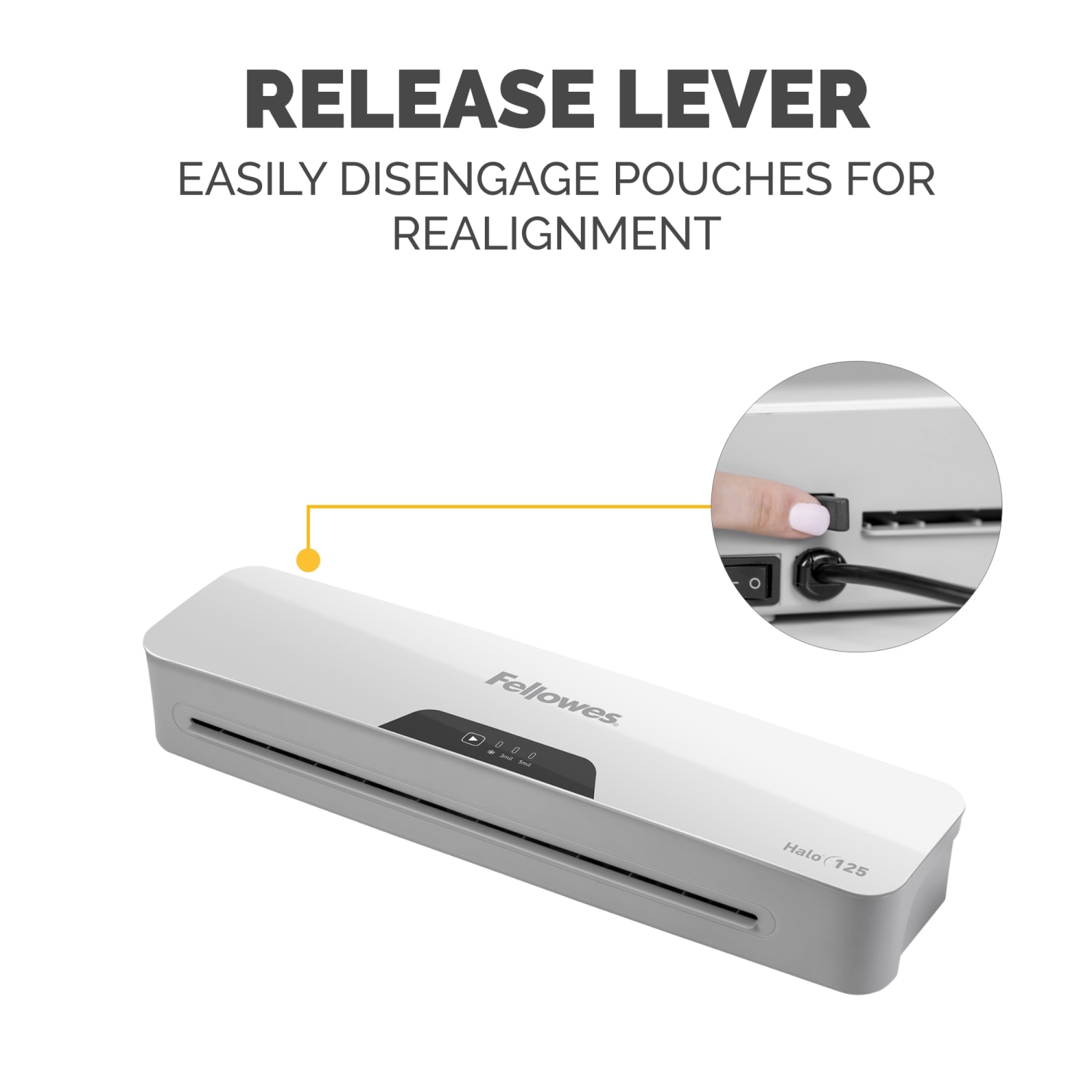 Fellowes Halo 125 Thermal  Laminator With 25 ImageLast Pouches, 12-1/2in Width, White - Image 4