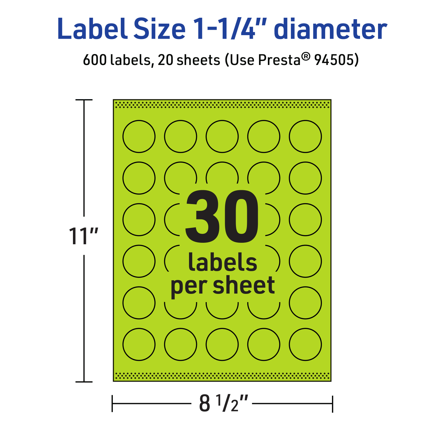 Avery Print-To-The-Edge Labels With Sure Feed Technology And Easy Peel Label Feature, 94505-BGP20, Round, 1-1/4in, Matte Bright Green, Pack of 600 - Image 6
