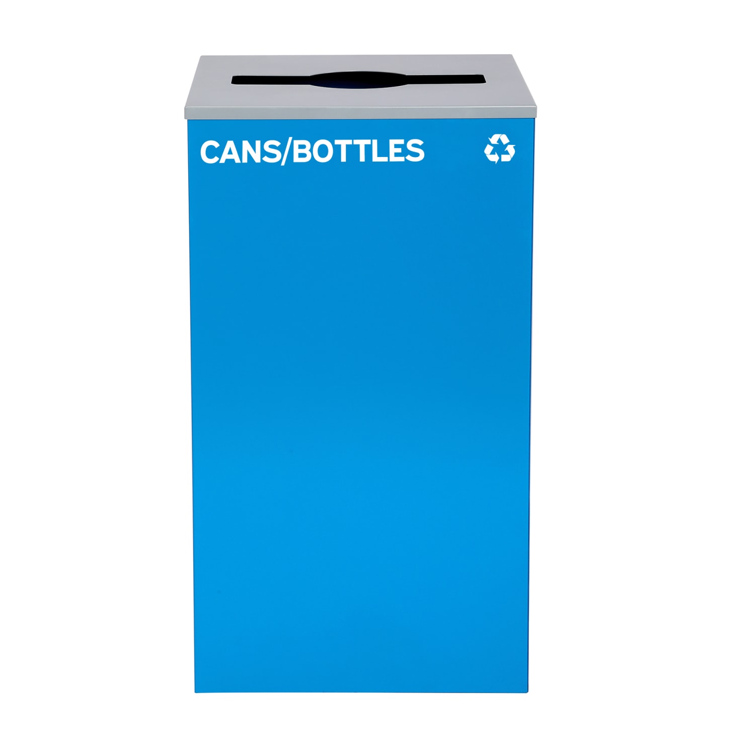 Alpine Industries Stainless Steel Cans/Bottles Recycling Bin With Mixed Lid, 29 Gal, 30inH x 16-15/16inW x 16-15/16inD, Blue - Image 3