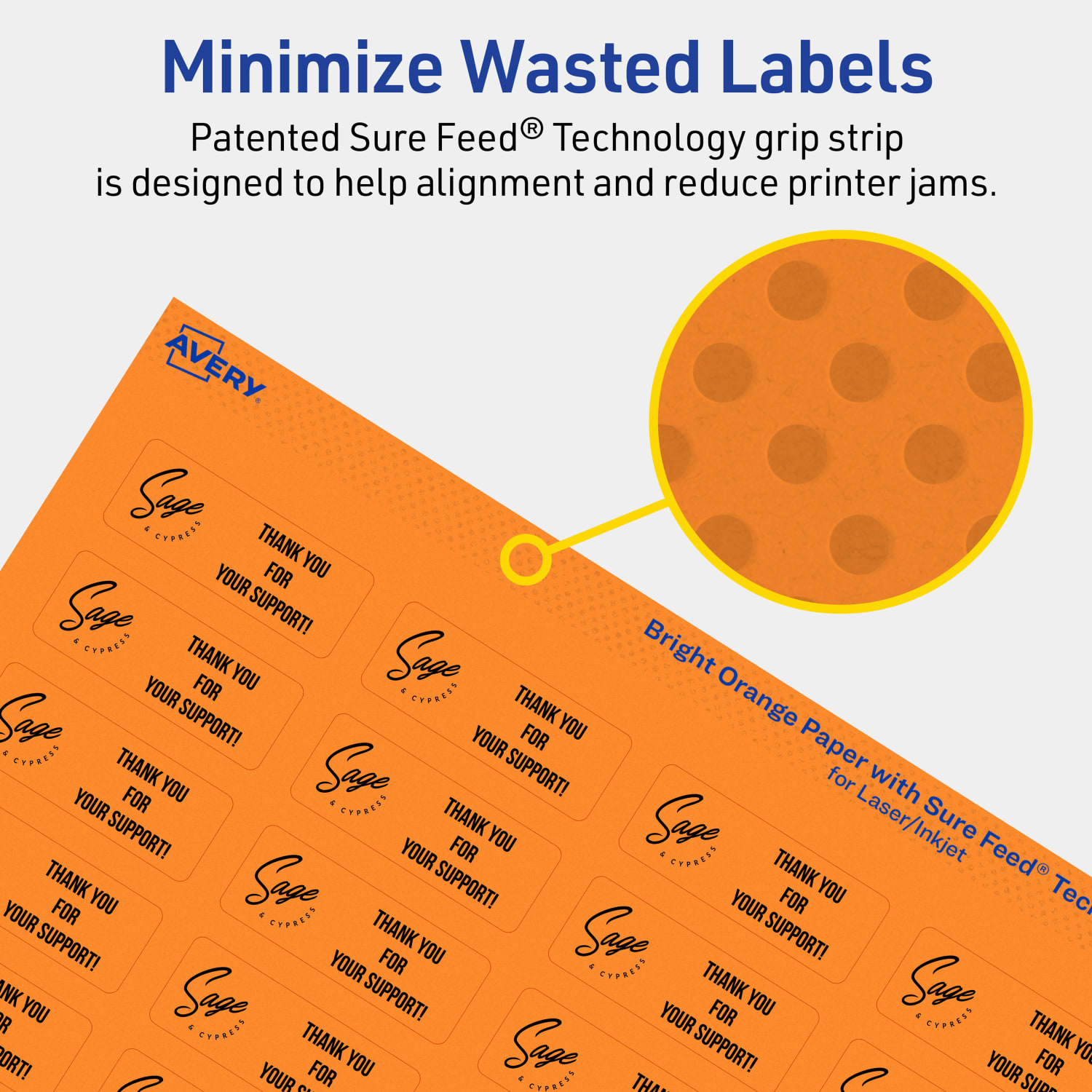 Avery Print-To-The-Edge Labels With Sure Feed Technology And Easy Peel, 94209-BOP40, Rectangle, 2/3in x 1-3/4in, Matte Bright Orange, Pack of 1760 - Image 5
