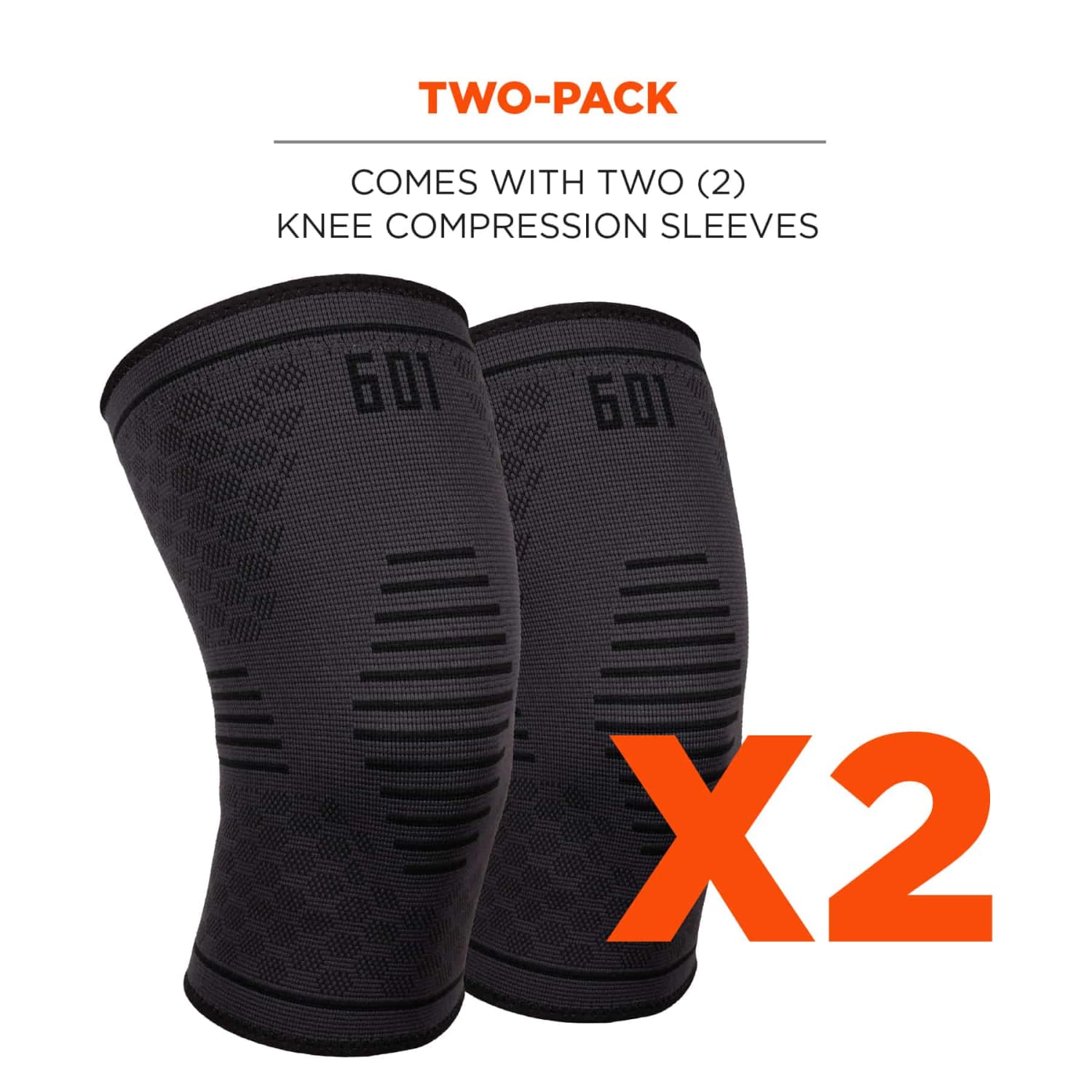 Ergodyne Proflex 601 Knee Compression Sleeves, Large, Black, Pack Of 2 Sleeves - Image 6