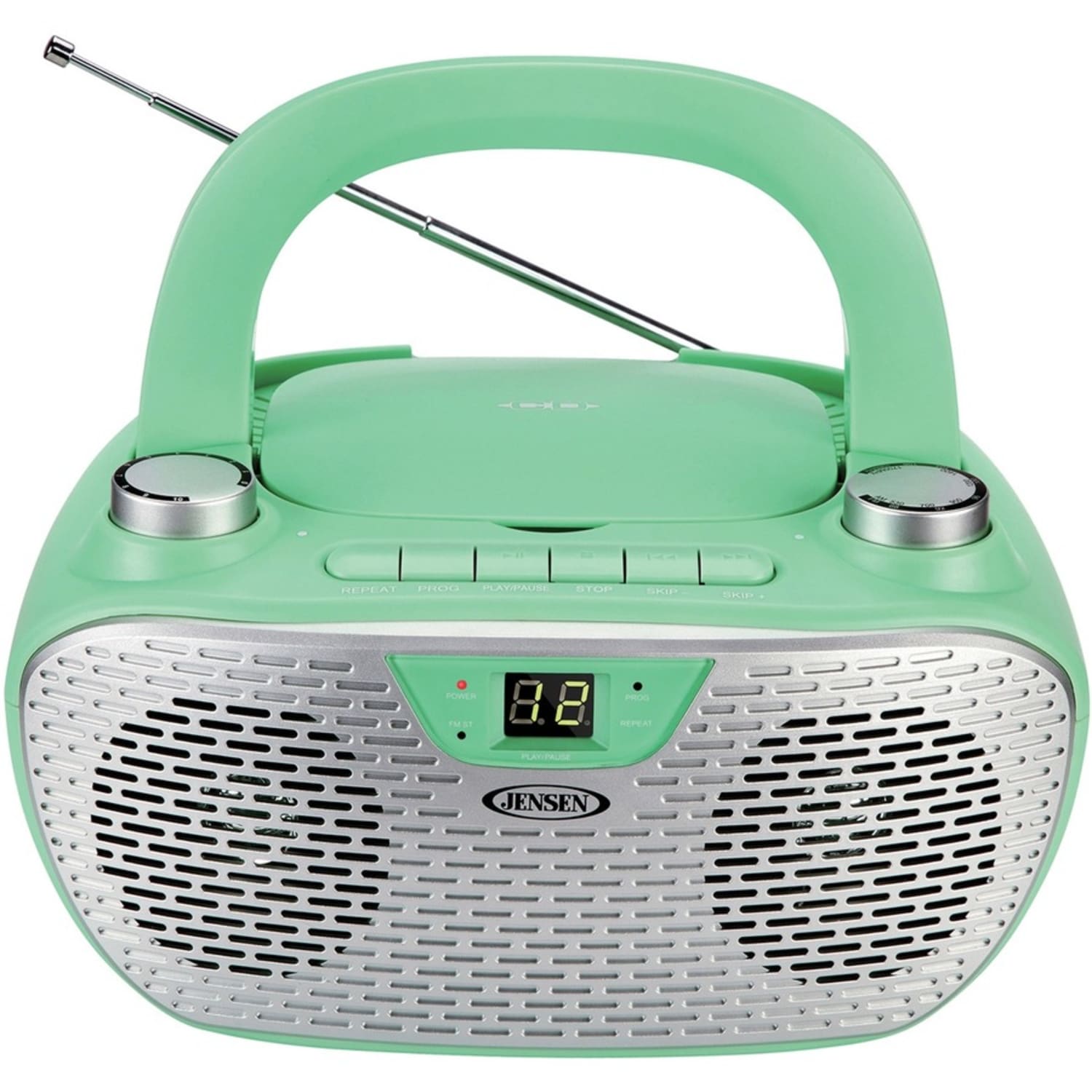 JENSEN Portable Stereo Compact Disc Player with AM/FM Stereo Radio - 1 x Disc Integrated Stereo Speaker - Green, Silver - CD-DA, MP3 - Auxiliary Input - Image 4