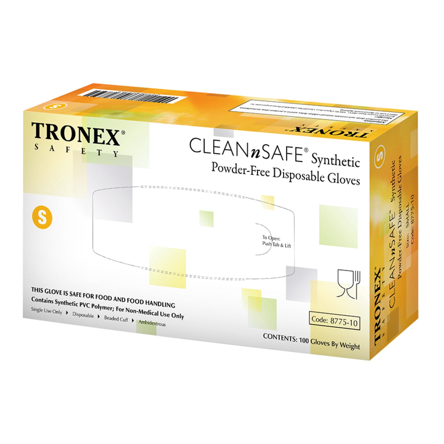 Tronex CLEANnSAFE Disposable Powder-Free Synthetic Gloves, Small, Natural, 100 Gloves Per Pack, Box Of 10 Packs - Image 3