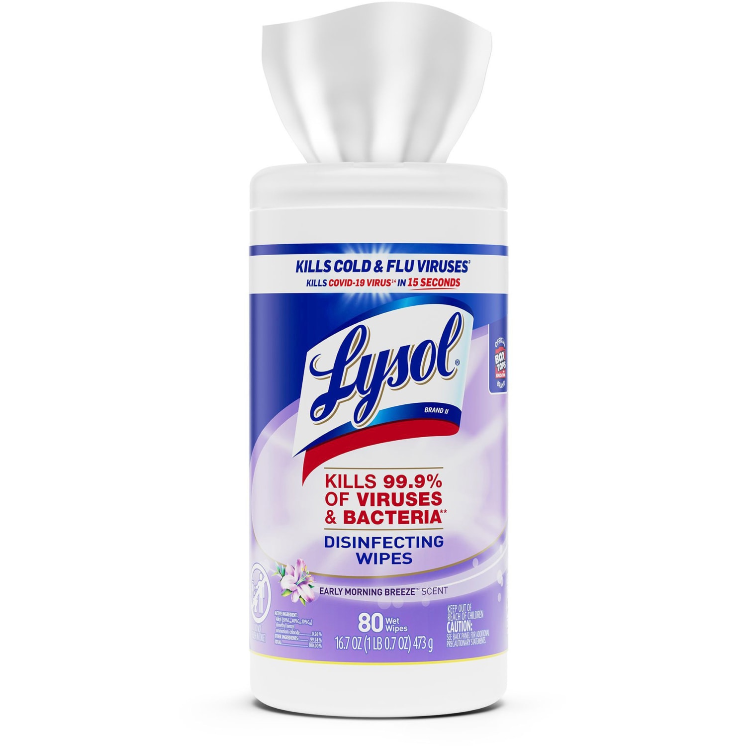 Lysol Disinfecting Wipes, Early Morning Breeze Scent, 80 Wipes Per Canister, Carton Of 6 Canisters - Image 5