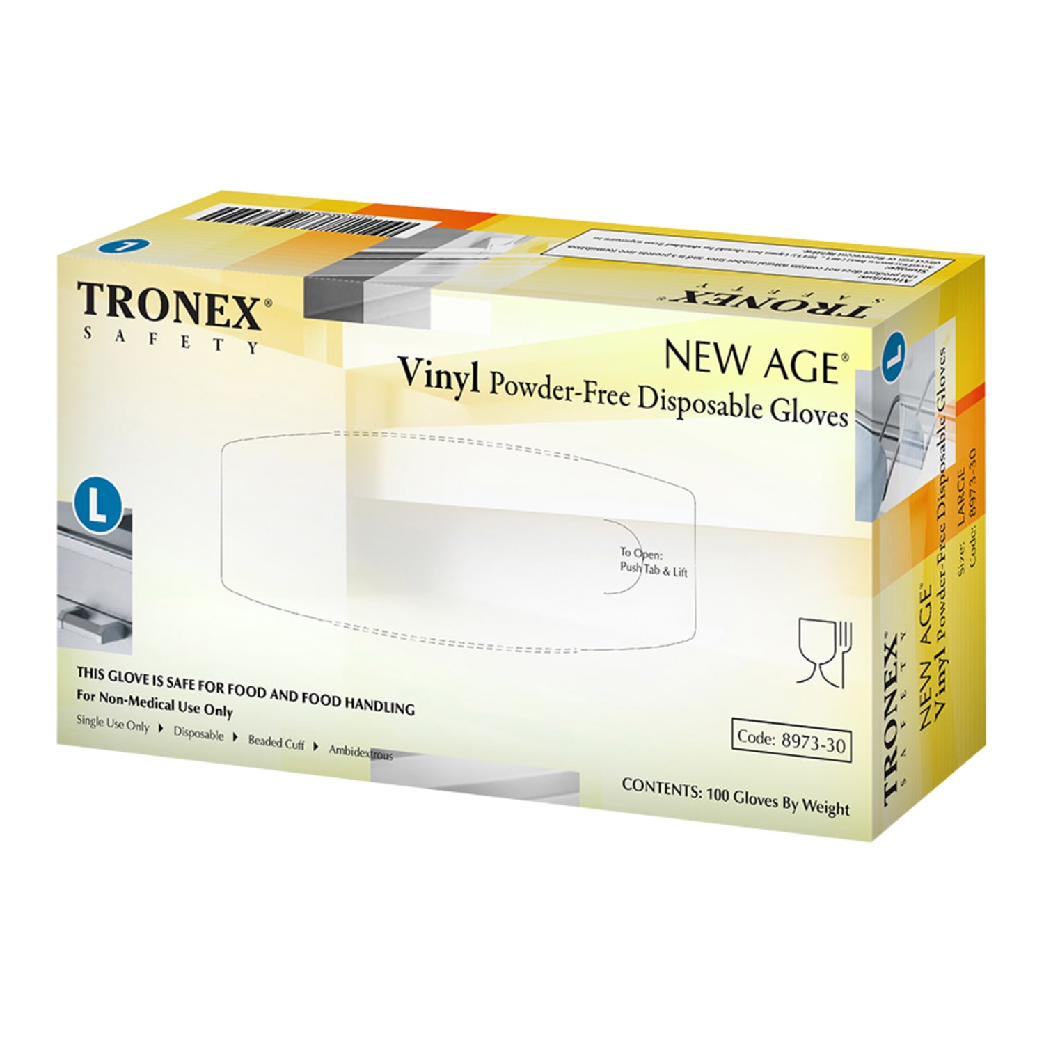 Tronex New Age Disposable Powder-Free Vinyl Gloves, Large, Natural, 100 Gloves Per Pack, Box Of 10 Packs - Image 3