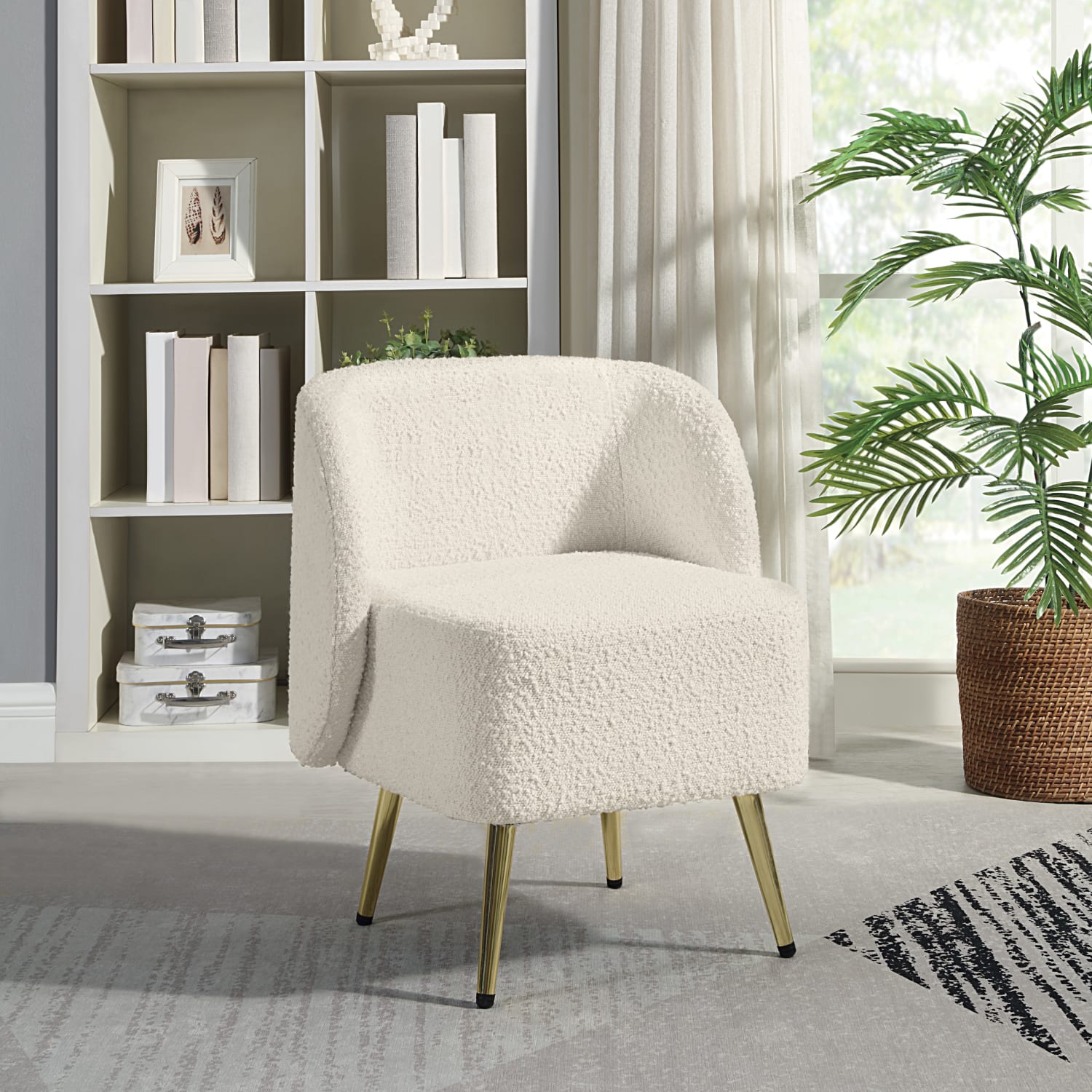 Office Star Abrina Fabric Vanity Accent Chair, Textured Cream - Image 4