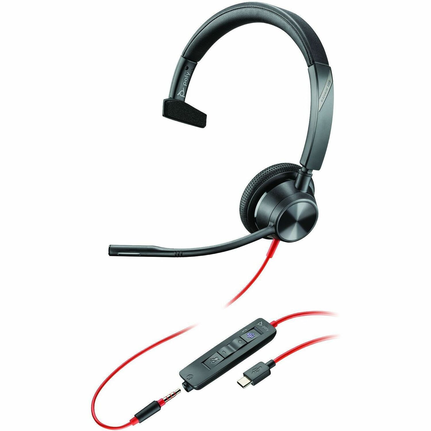 Poly Blackwire 3315 Headset - Microsoft Teams Certification - Mono - USB Type C, Mini-phone (3.5mm) - 8X218AA