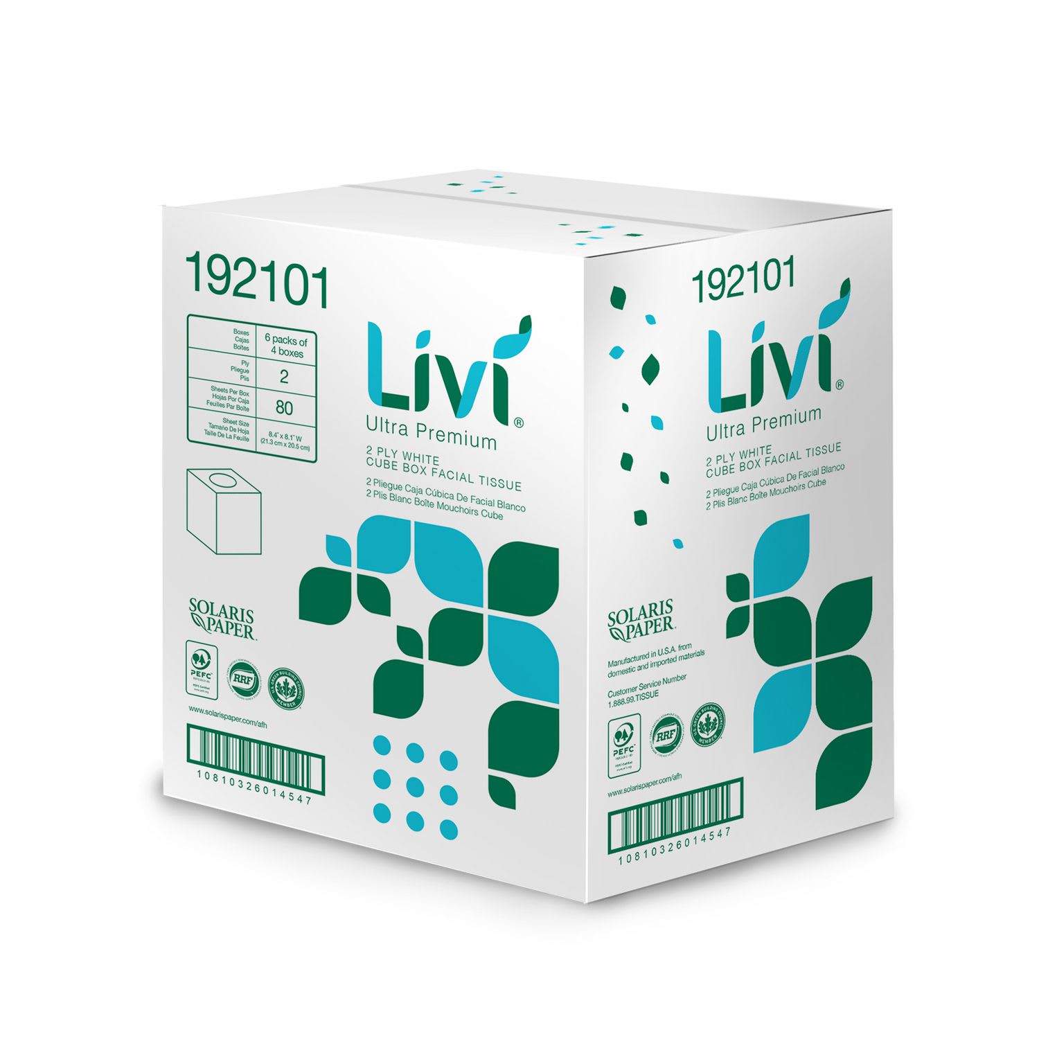 Livi Ultra Premium Facial Tissue, 2-Ply, White, Cube Box, 80 Sheets/Box, 4 Boxes/Pack, 6 Packs/Carton - Image 5