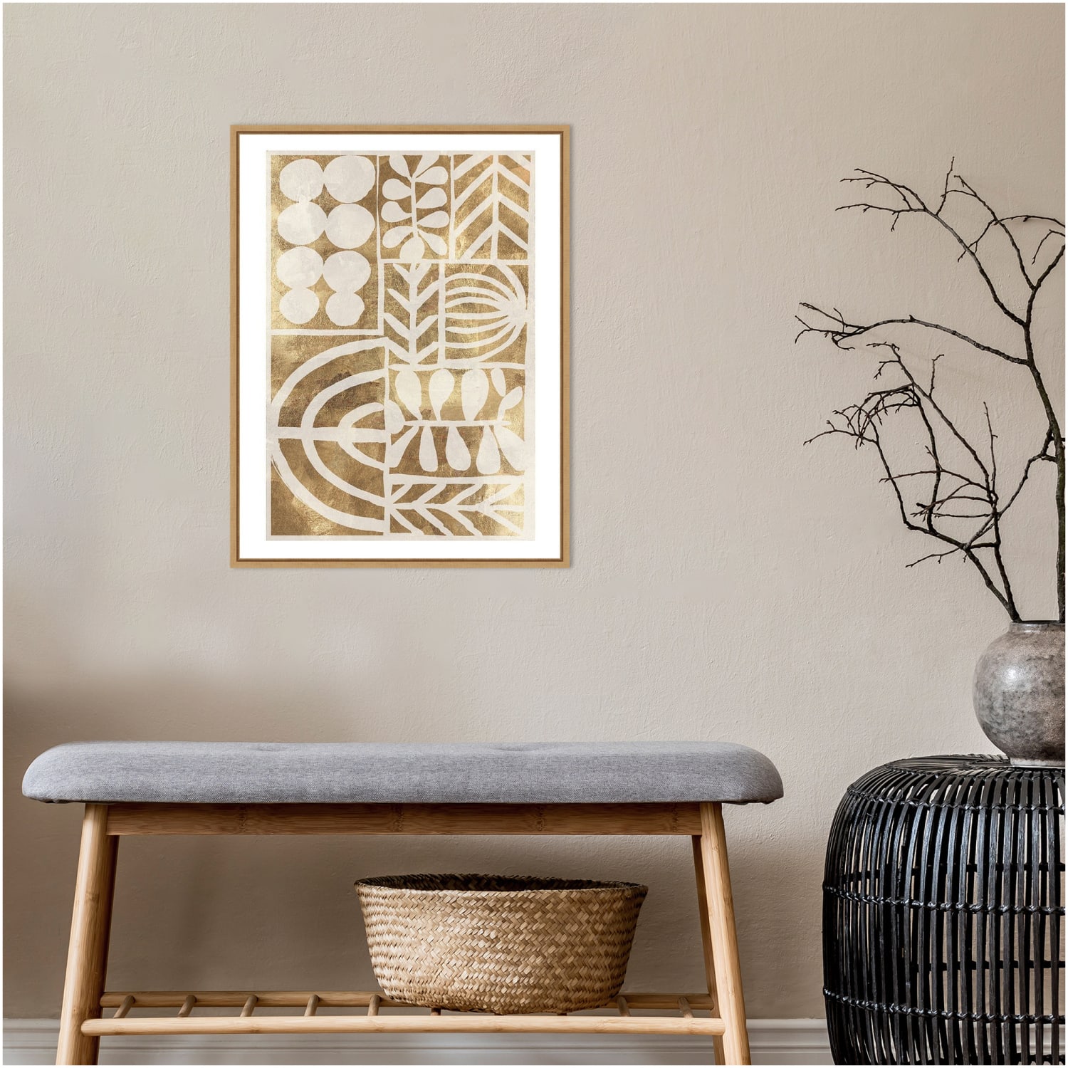 Amanti Art Botanic Print Beige by Tom Reeves Framed Canvas Wall Art Print, 24inH x 18inW, Maple - Image 4