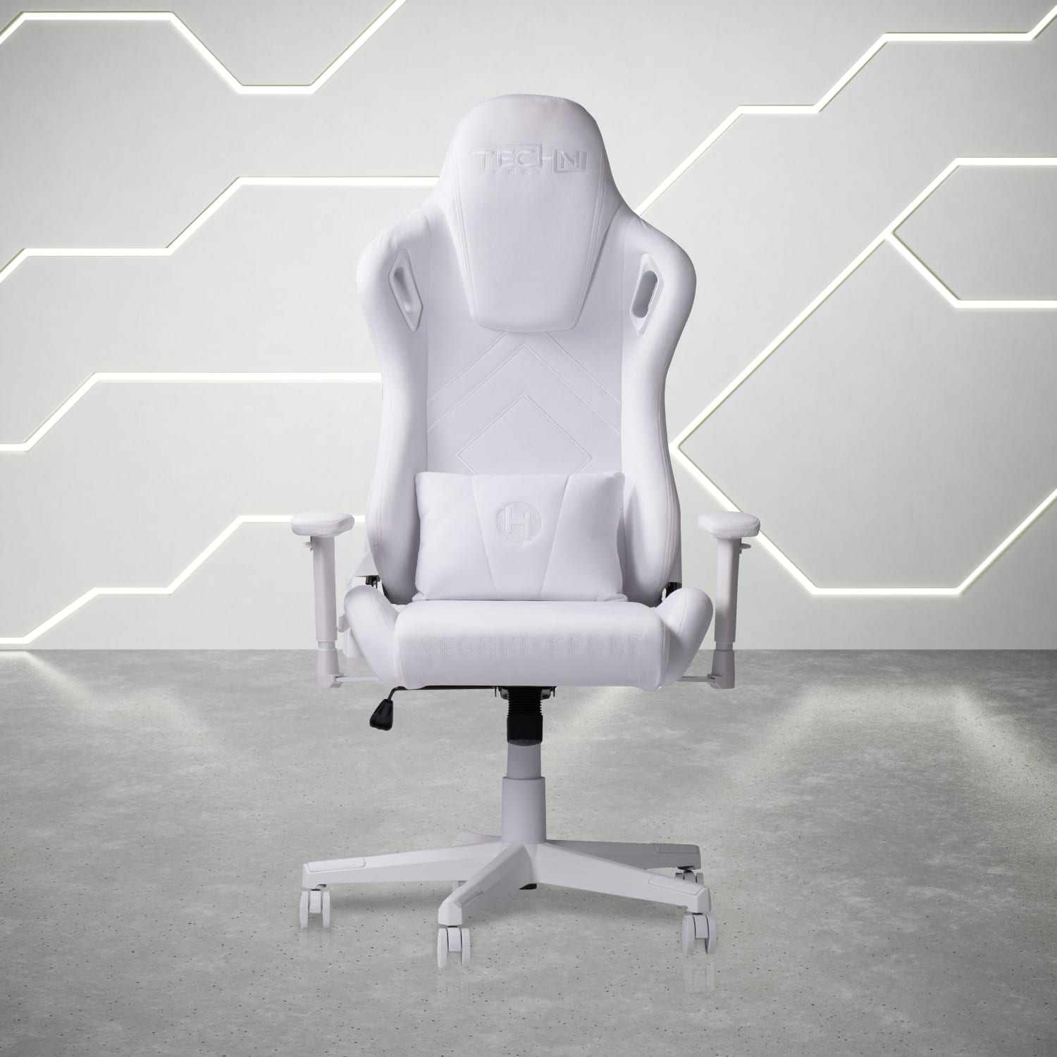 Techni Sport Ergonomic Velvet Computer Gaming Chair, White - Image 6