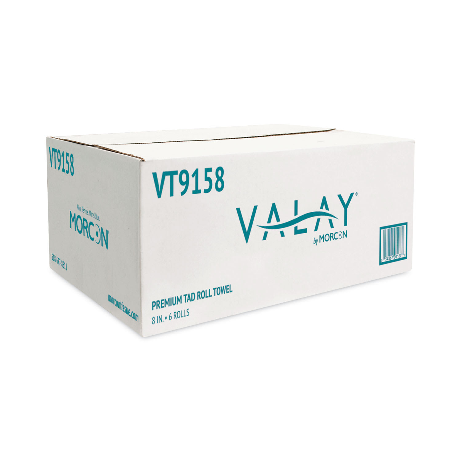Morcon Tissue Valay Universal TAD Roll Towels, 1-Ply, 8 x 600 ft, White, 6 Rolls/Carton - Image 4