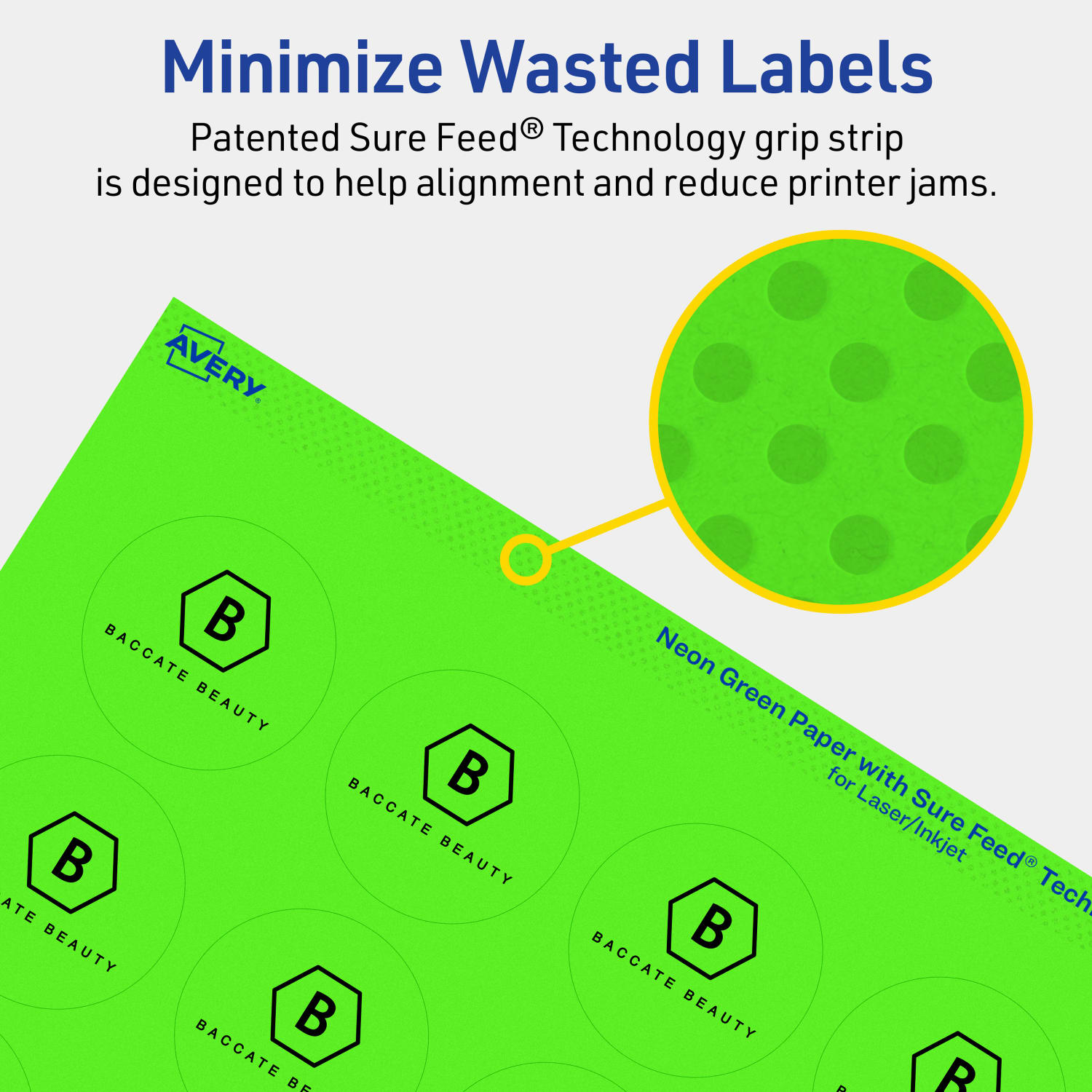 Avery Print-To-The-Edge Labels With Sure Feed Technology, 94508-NGP40, Round, 1-2/3in, Matte Neon Green, Pack of 800 - Image 5