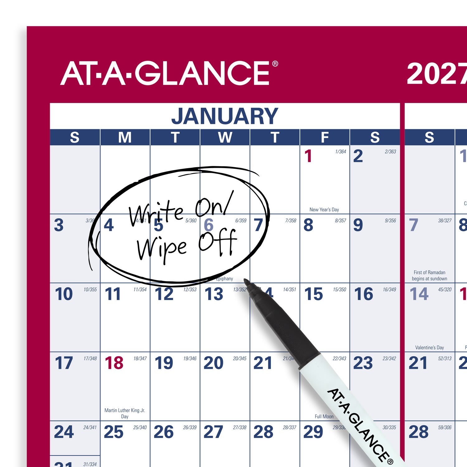 AT-A-GLANCE 2027 Vertical Horizontal Reversible Erasable Yearly Wall Calendar, Large, 24in x 36in - Image 6