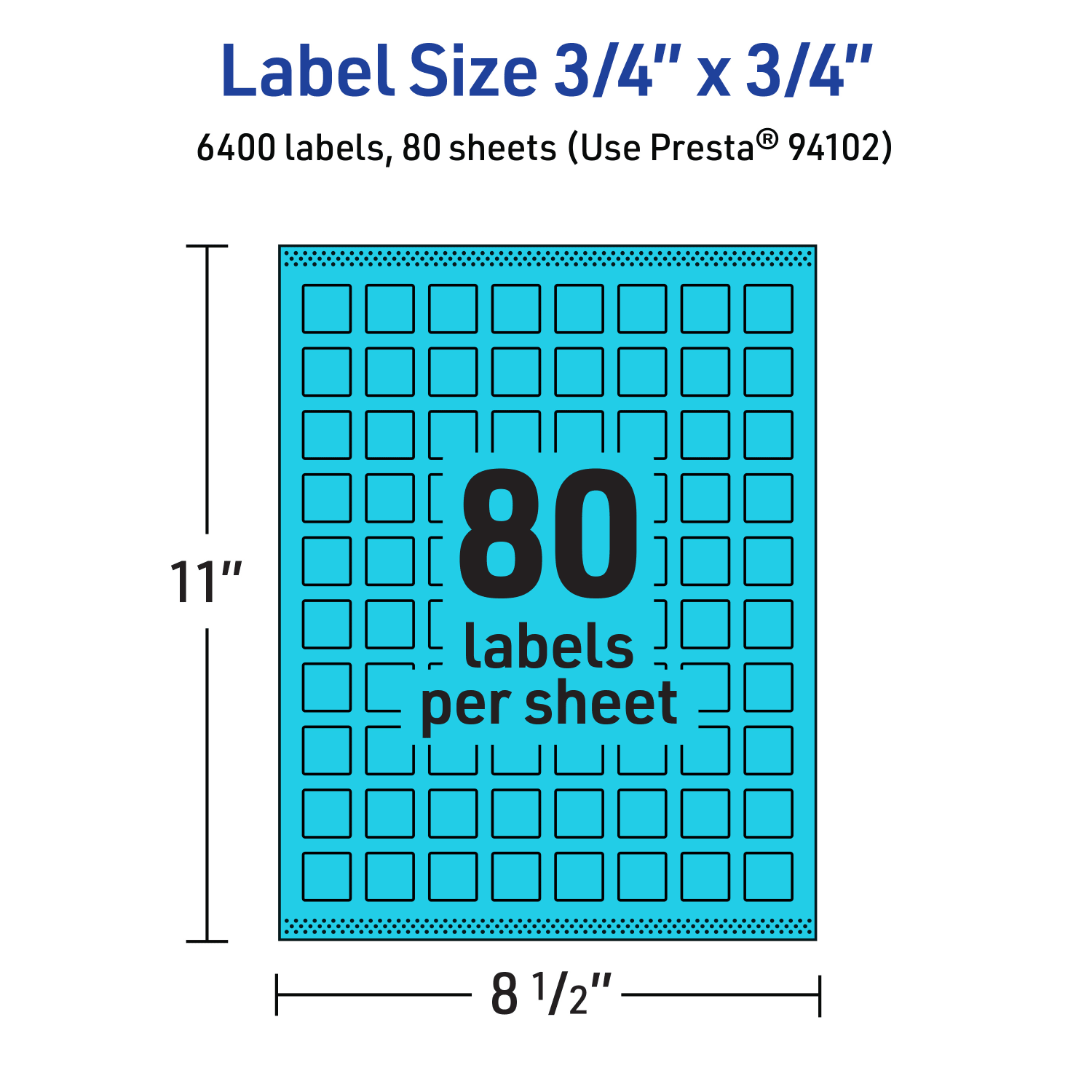 Avery Print-To-The-Edge Labels With Sure Feed Technology And Easy Peel, 94102-BBP80, Square, 3/4in x 3/4in, Matte Bright Blue, Pack of 6400 - Image 6
